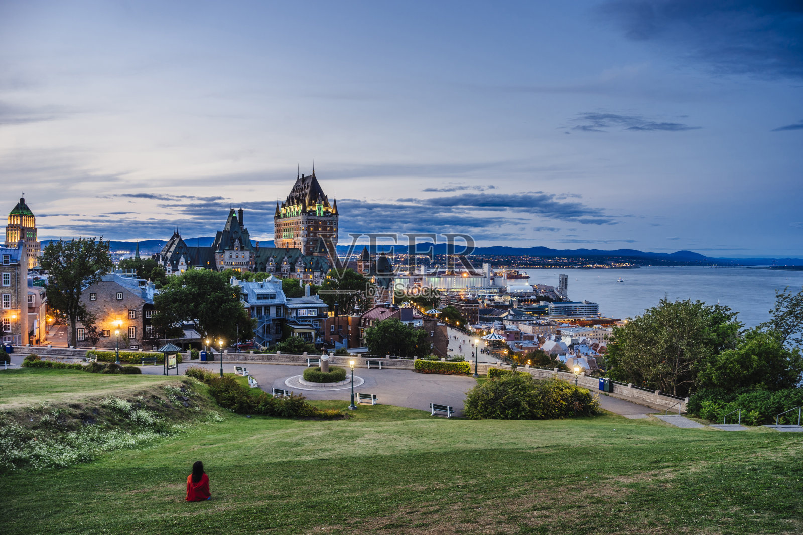 日落时分的魁北克城照片摄影图片