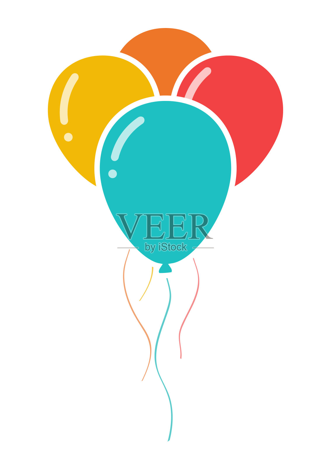 三个彩色的庆祝气球设计元素图片