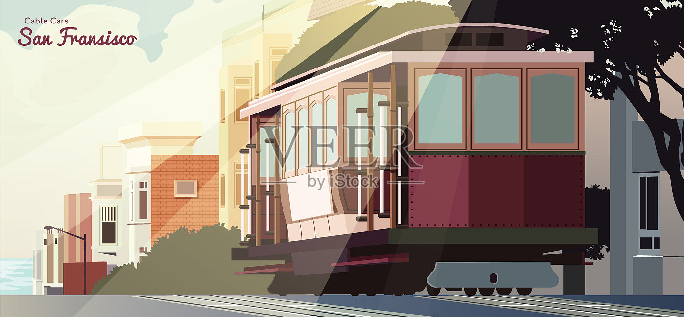 旧金山火车插画图片素材