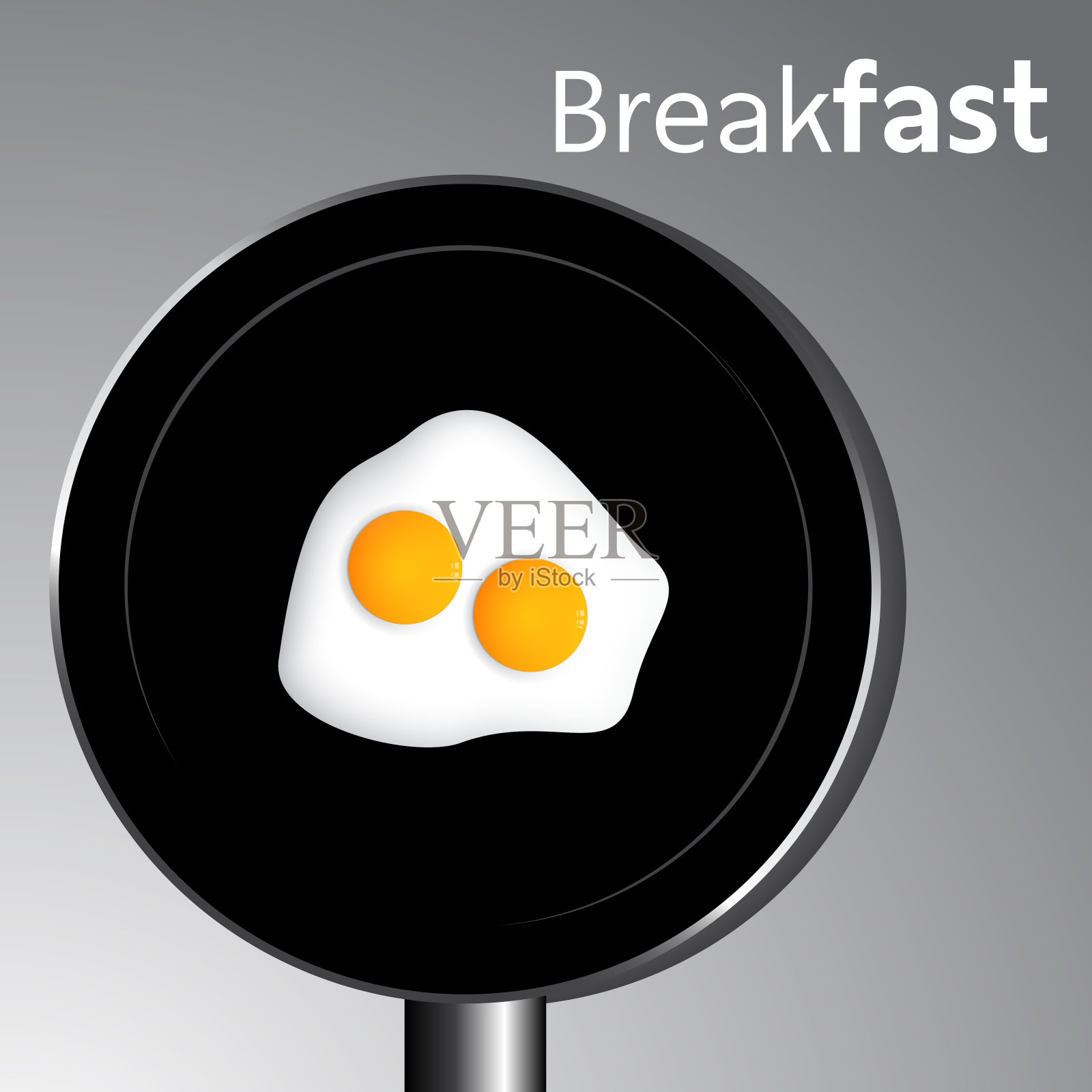 用黑锅煎蛋。美味的早餐插画图片素材