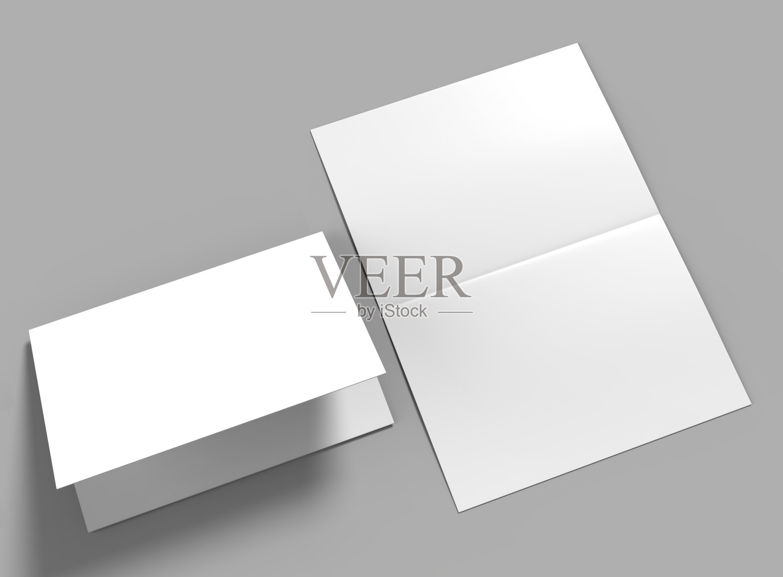 半折叠水平宣传册空白白色模板模拟和演示设计。3 d演示。照片摄影图片