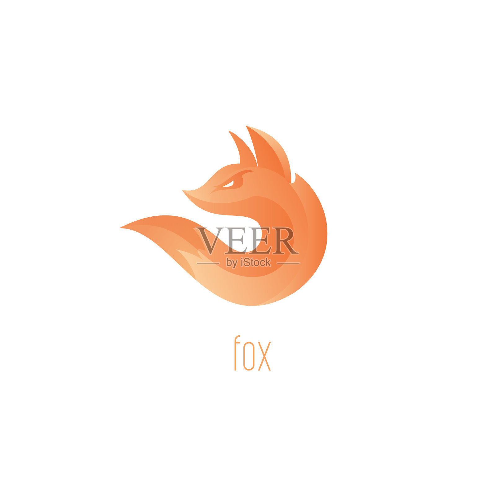 狐狸象征。狐狸火焰抽象矢量符号设计元素图片