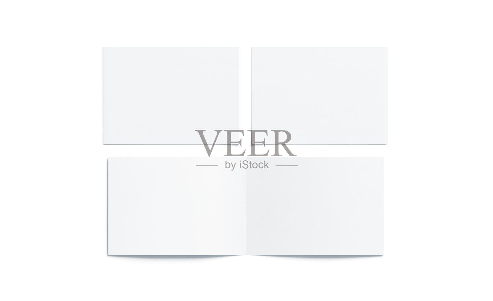 空白白色两折宽小册子模拟设计元素图片