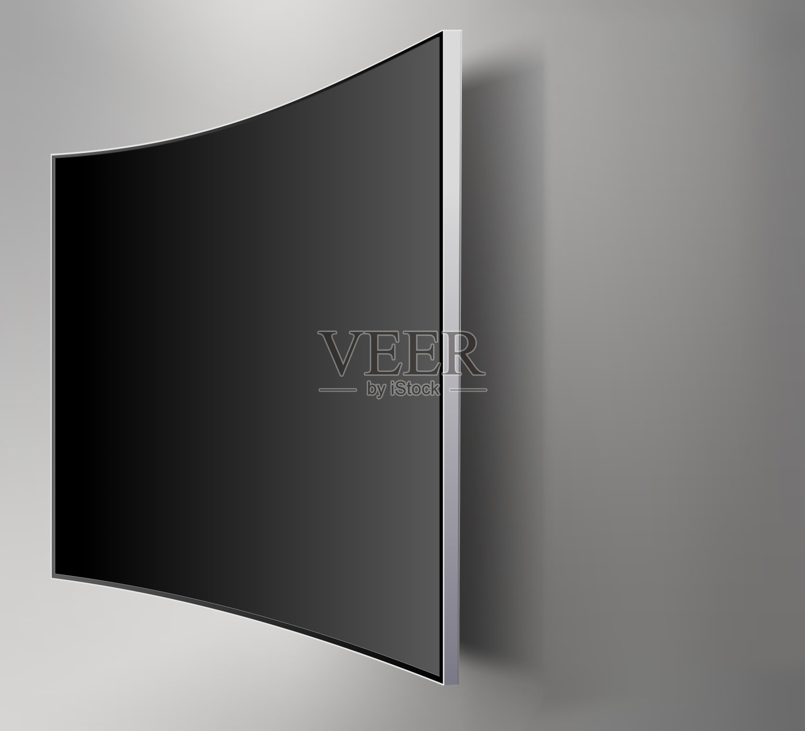 黑色LED电视电视屏幕空白的墙壁背景插画图片素材