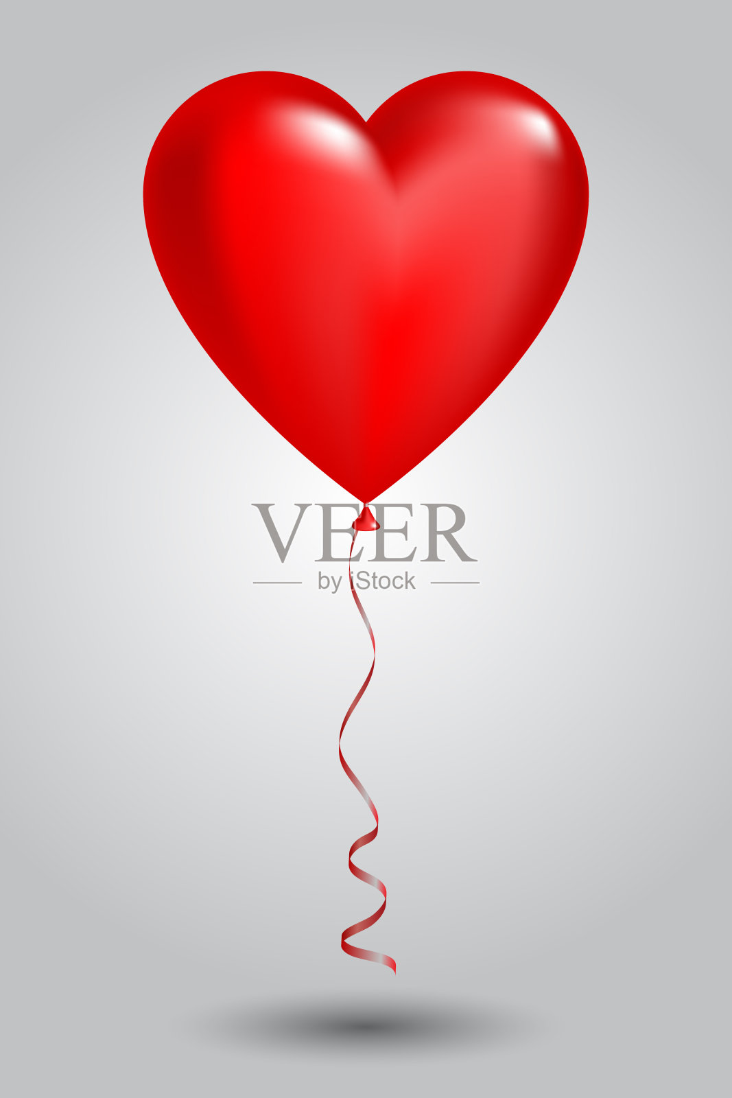 红色的心形气球在明亮的背景上插画图片素材