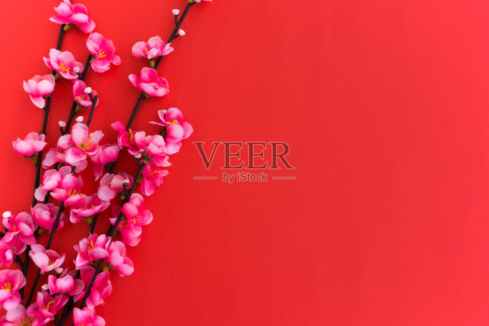 中国新年背景，梅花红背景。插画图片素材