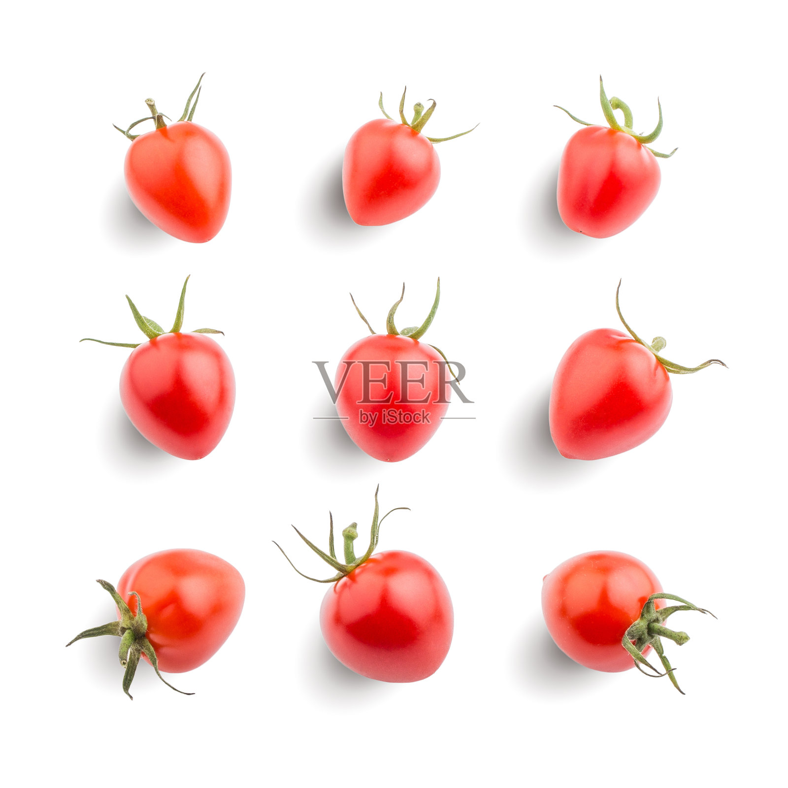 无缝图案与新鲜的红番茄。白色背景上孤立的番茄。剪下集合插画图片素材