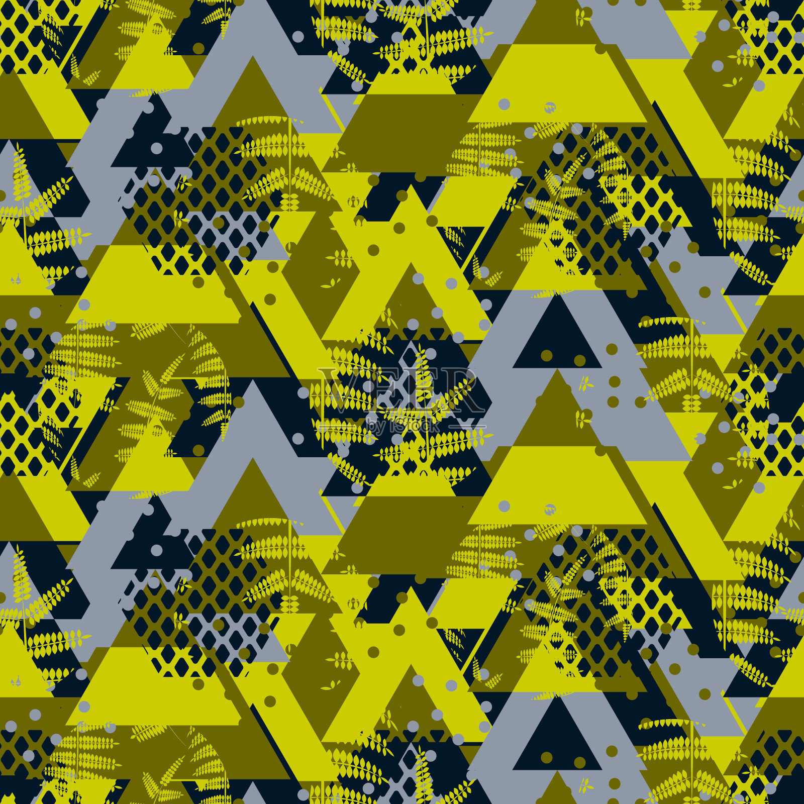 三角伪装蕨大胆无缝矢量图案插画图片素材