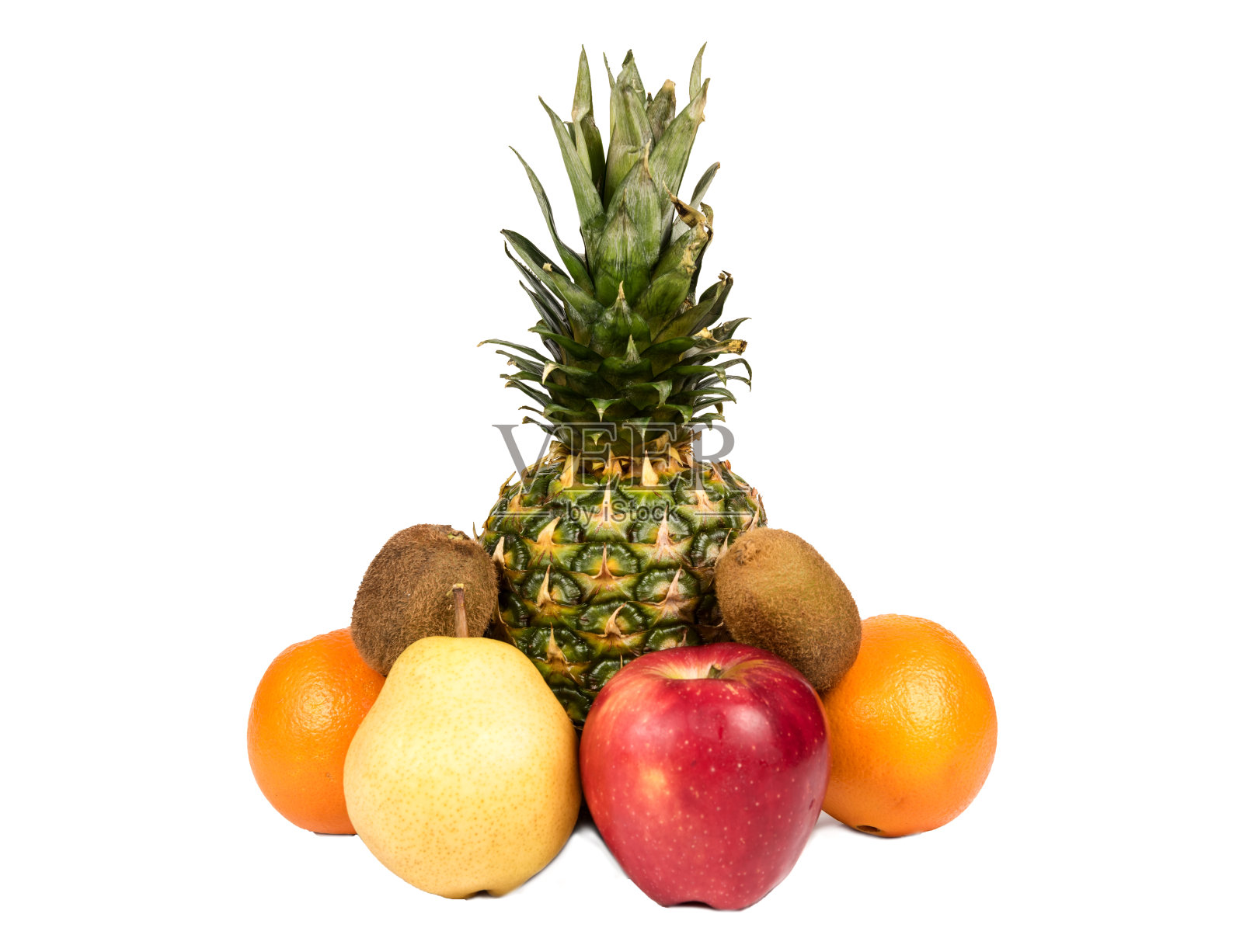 菠萝和水果孤立在白色背景照片摄影图片