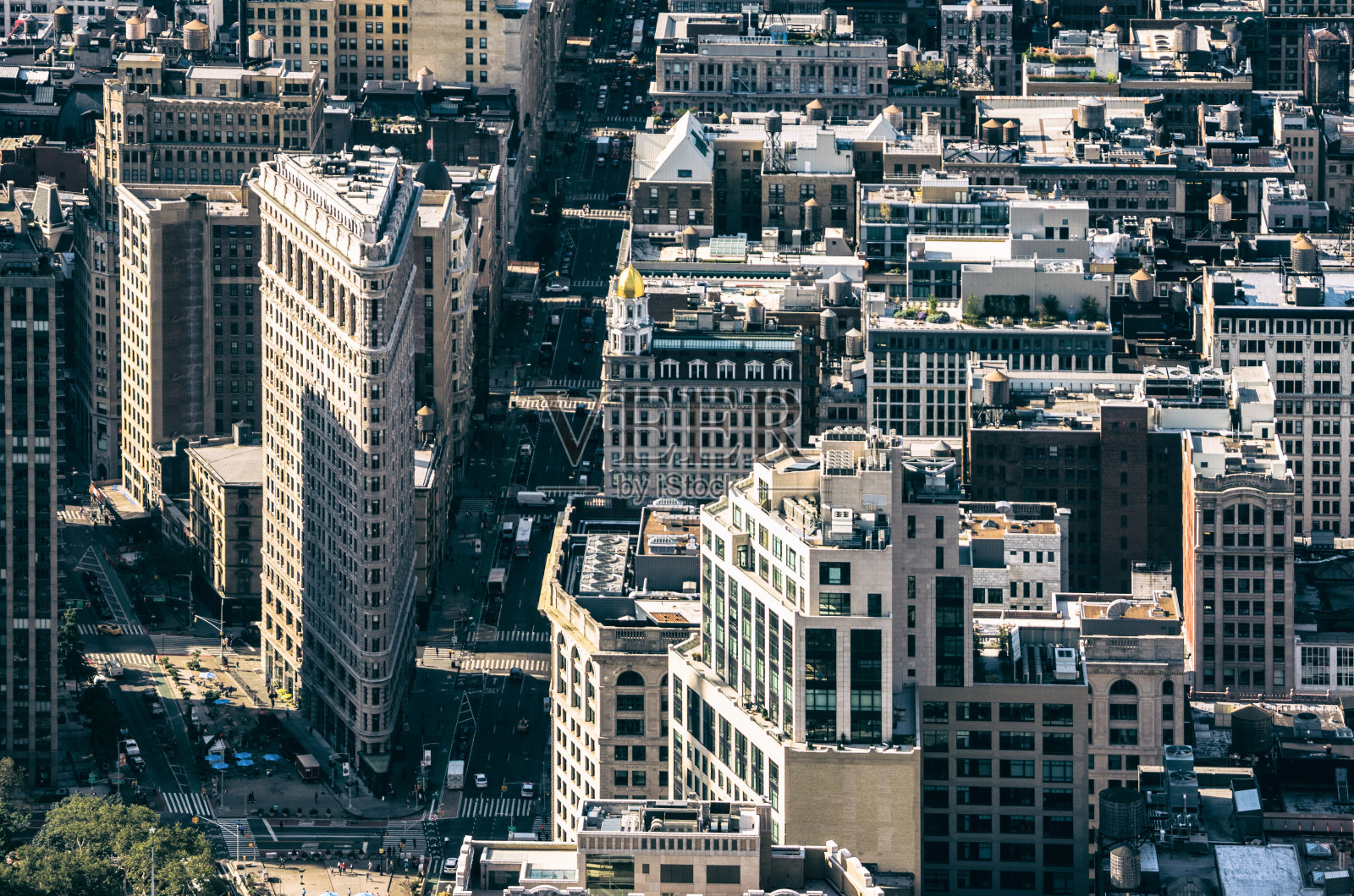 鸟瞰图熨斗大厦市中心区纽约曼哈顿照片摄影图片