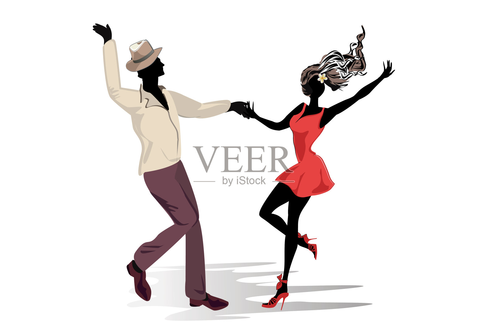 浪漫的夫妇在热情的拉丁美洲舞蹈。插画图片素材