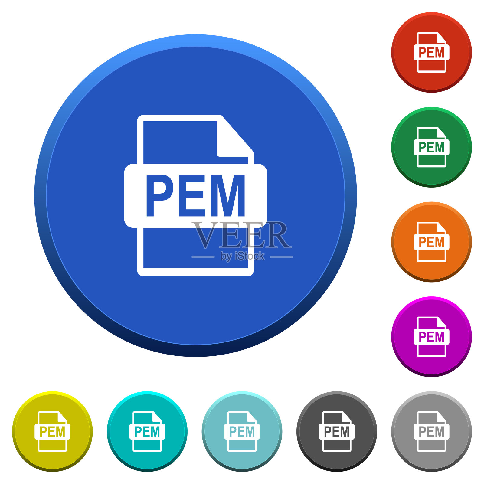 PEM文件格式斜角按钮插画图片素材