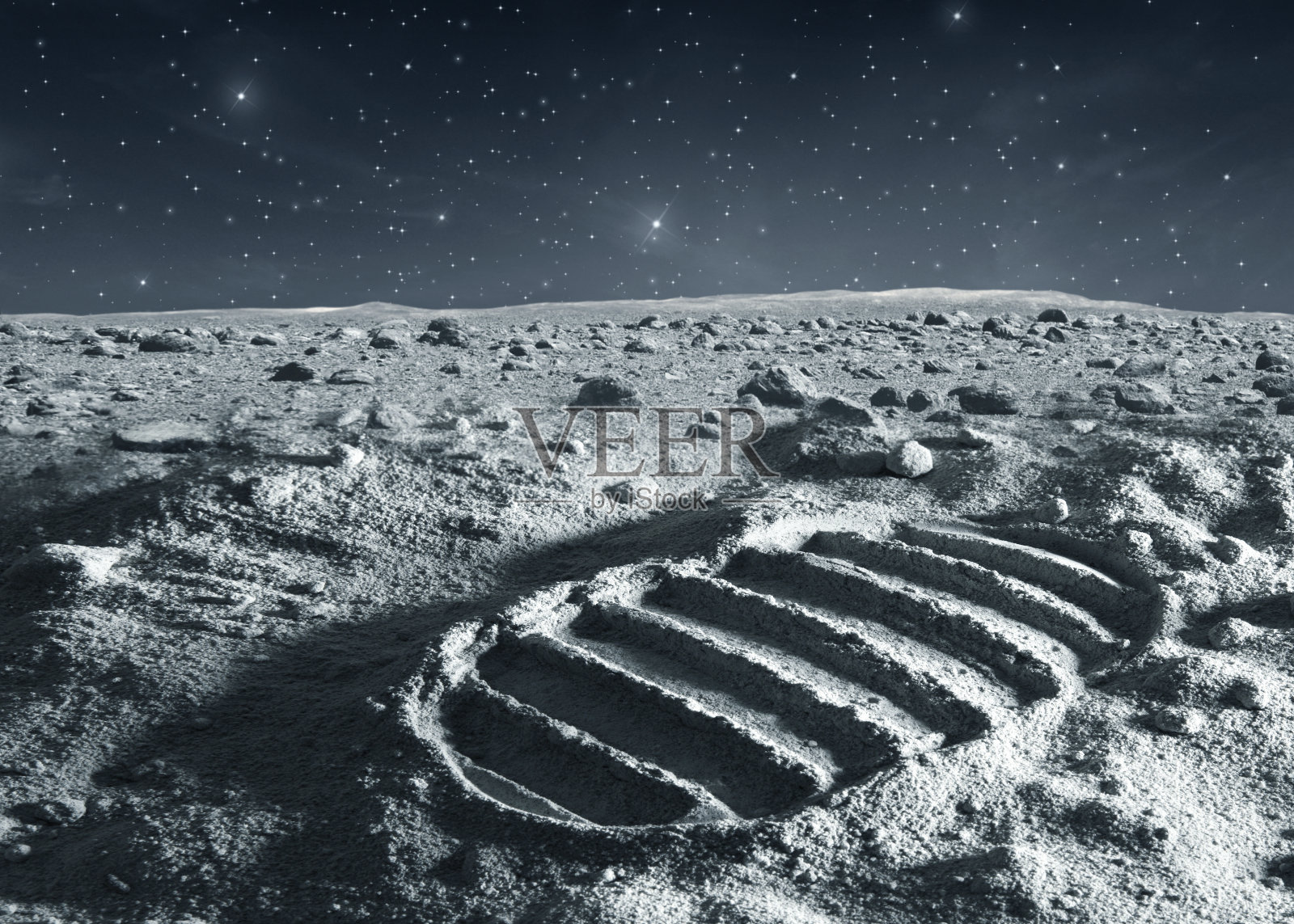 宇航员在月球上的足迹照片摄影图片