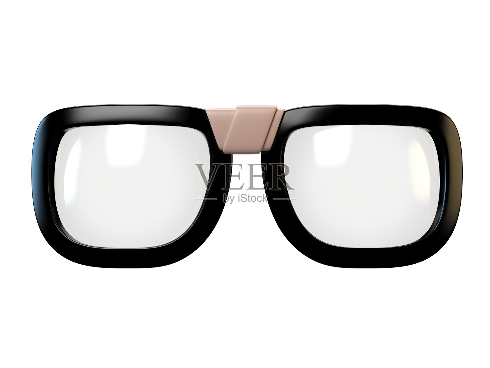 黑宅眼镜设计元素，眼镜孤立在白色背景上，3d渲染设计元素图片