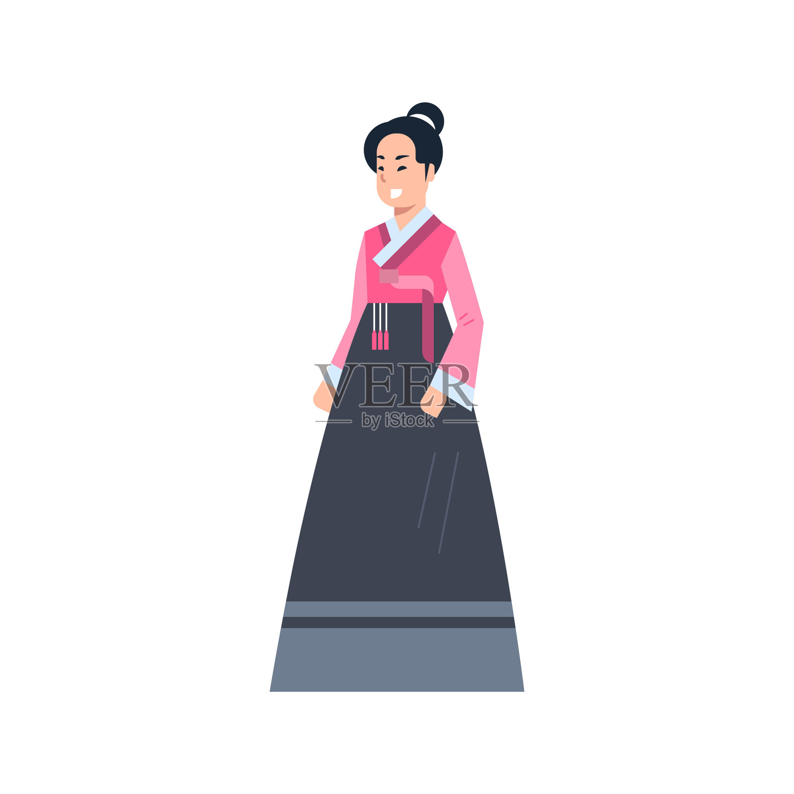 韩国传统服饰妇女穿着古代服装孤立的亚洲服饰概念插画图片素材
