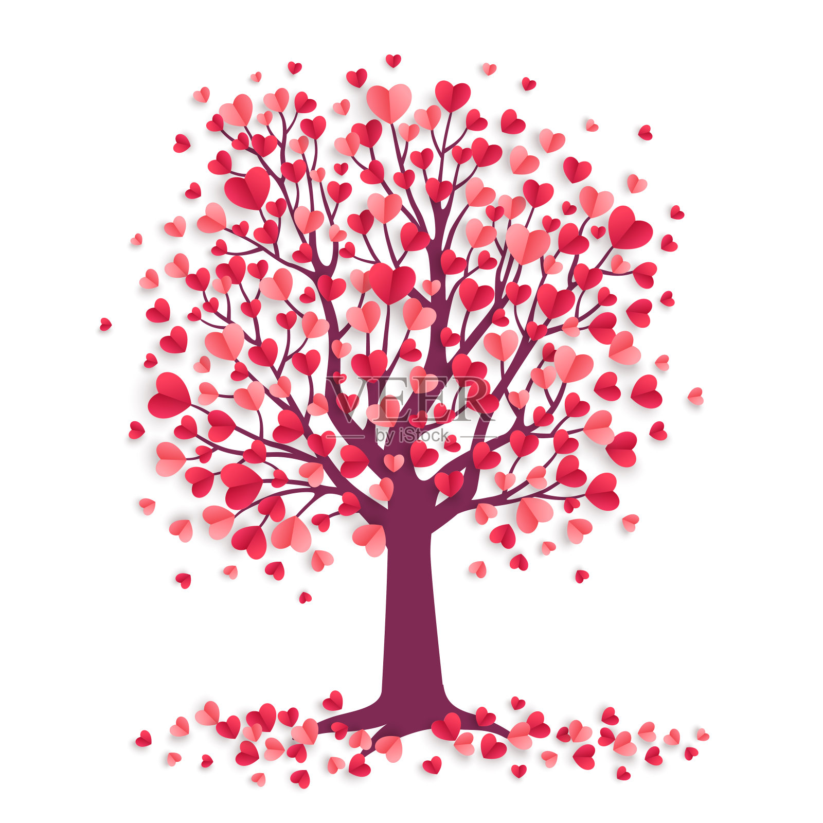 心形的情人树设计元素图片