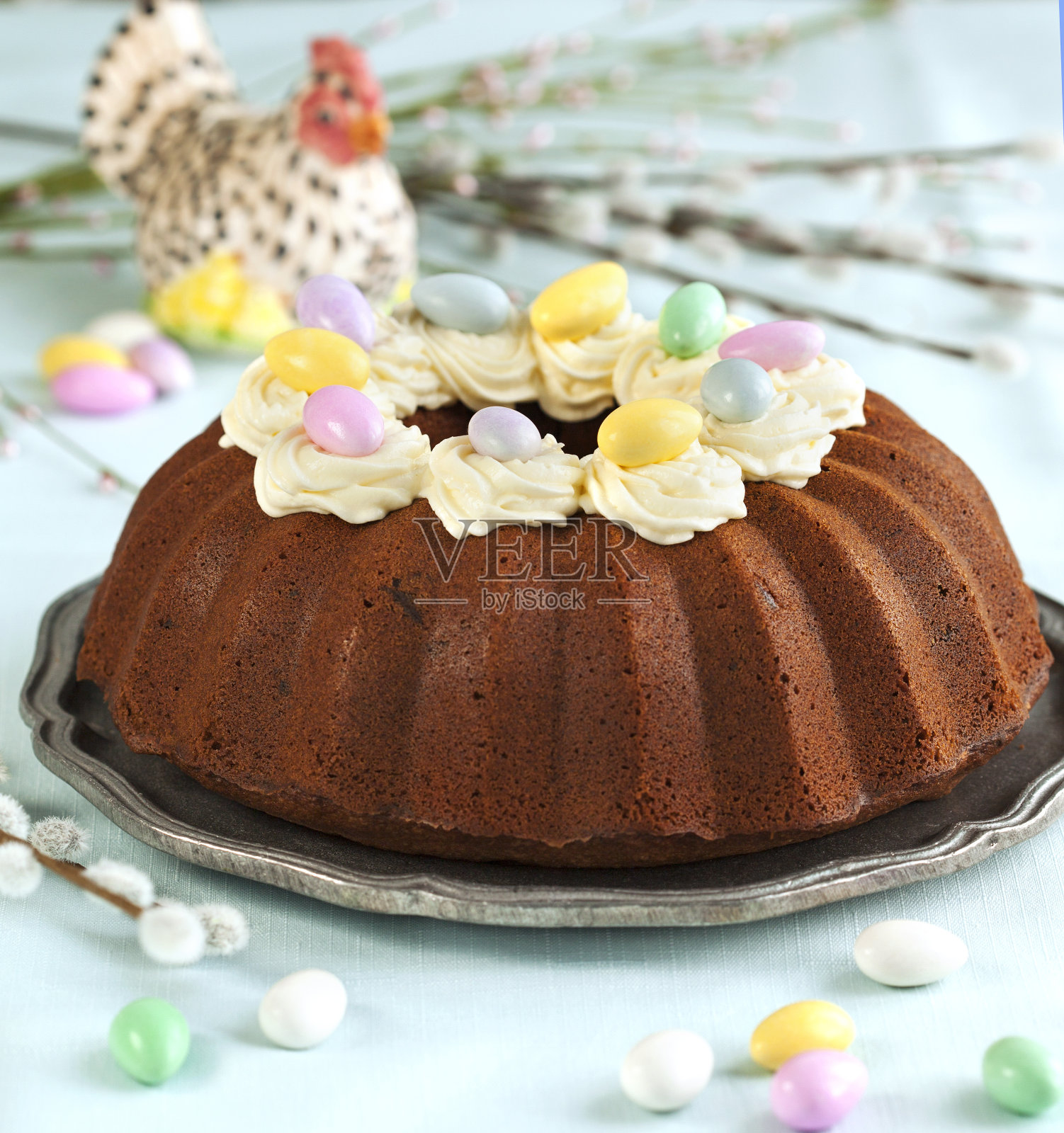 复活节巧克力蛋糕照片摄影图片
