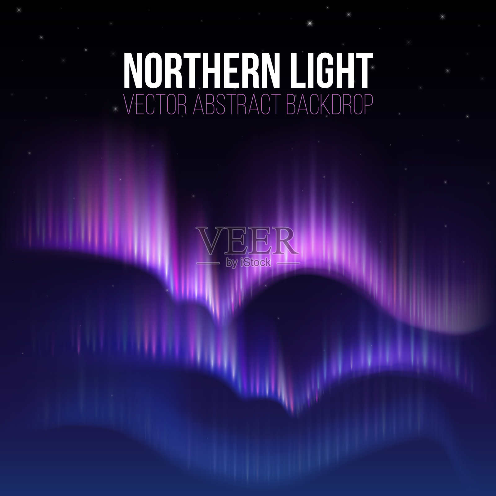 北极光，北极星阿拉斯加矢量背景中的北极光插画图片素材
