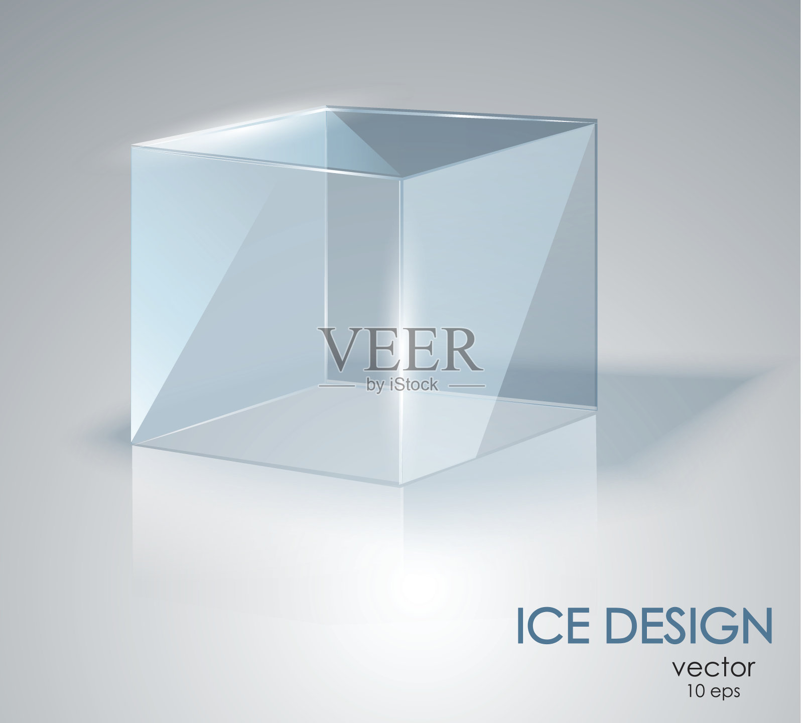 蓝色的冰块。玻璃立方体。插画图片素材