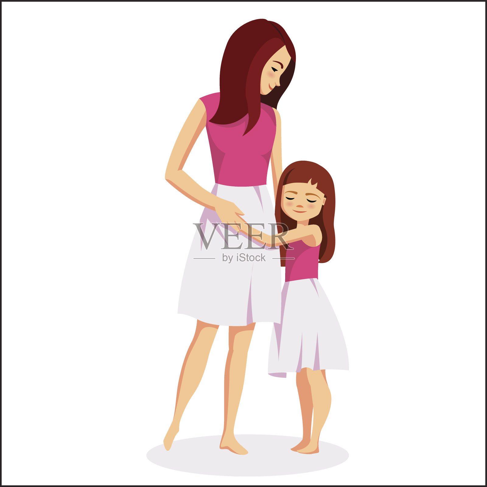 母亲与女儿矢量插图插画图片素材