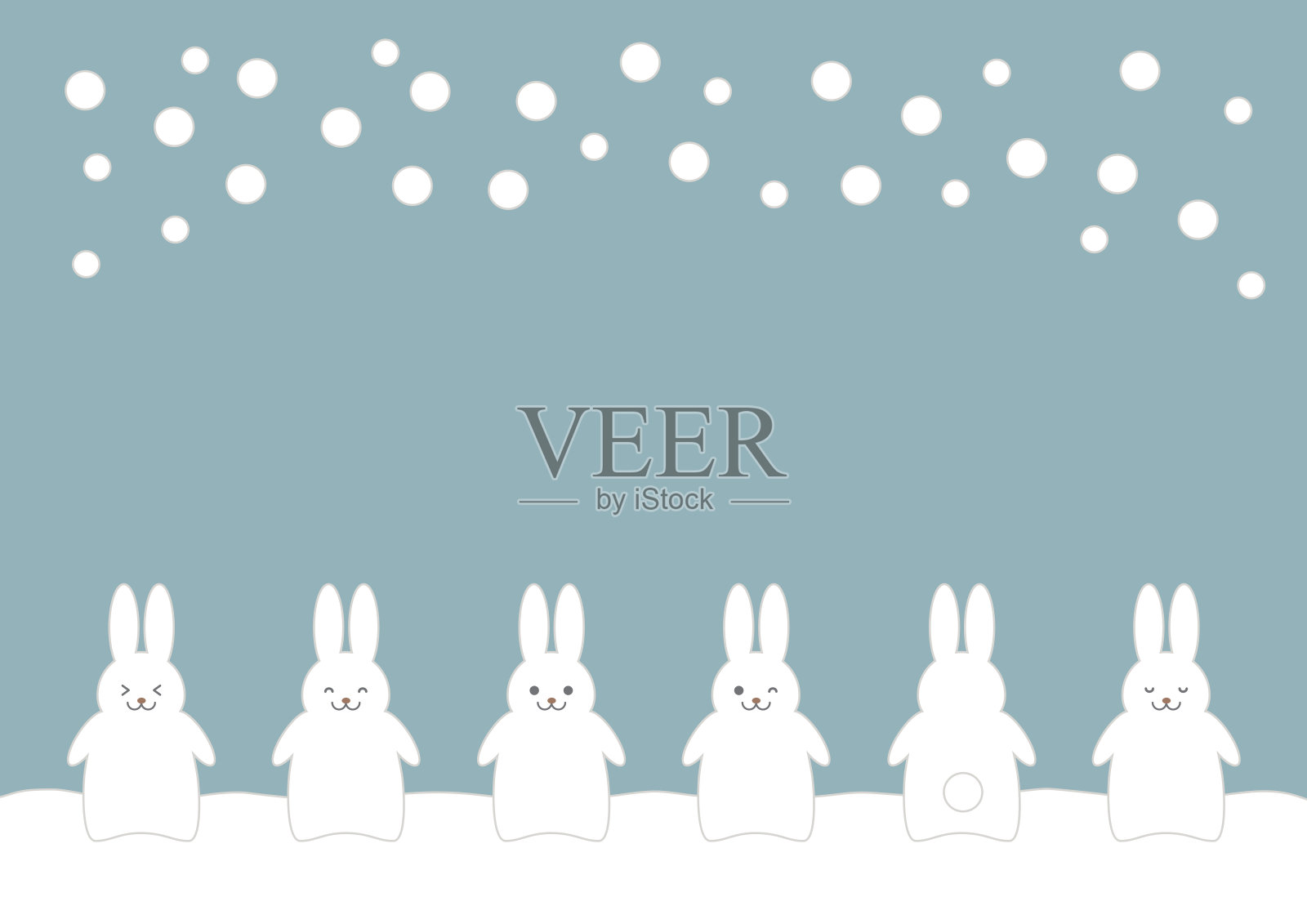 兔子和雪的插图插画图片素材