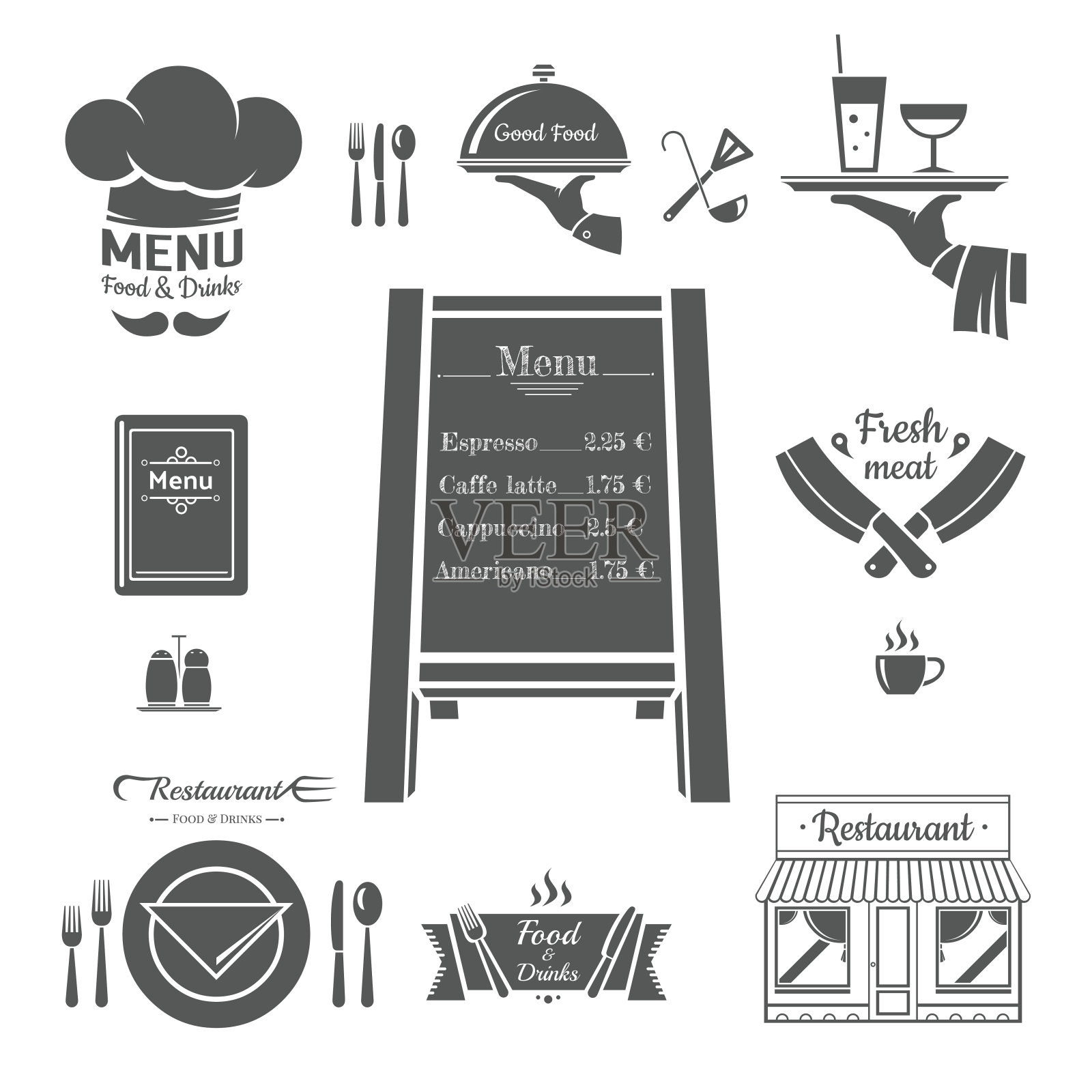 餐厅菜单设计元素。插画图片素材
