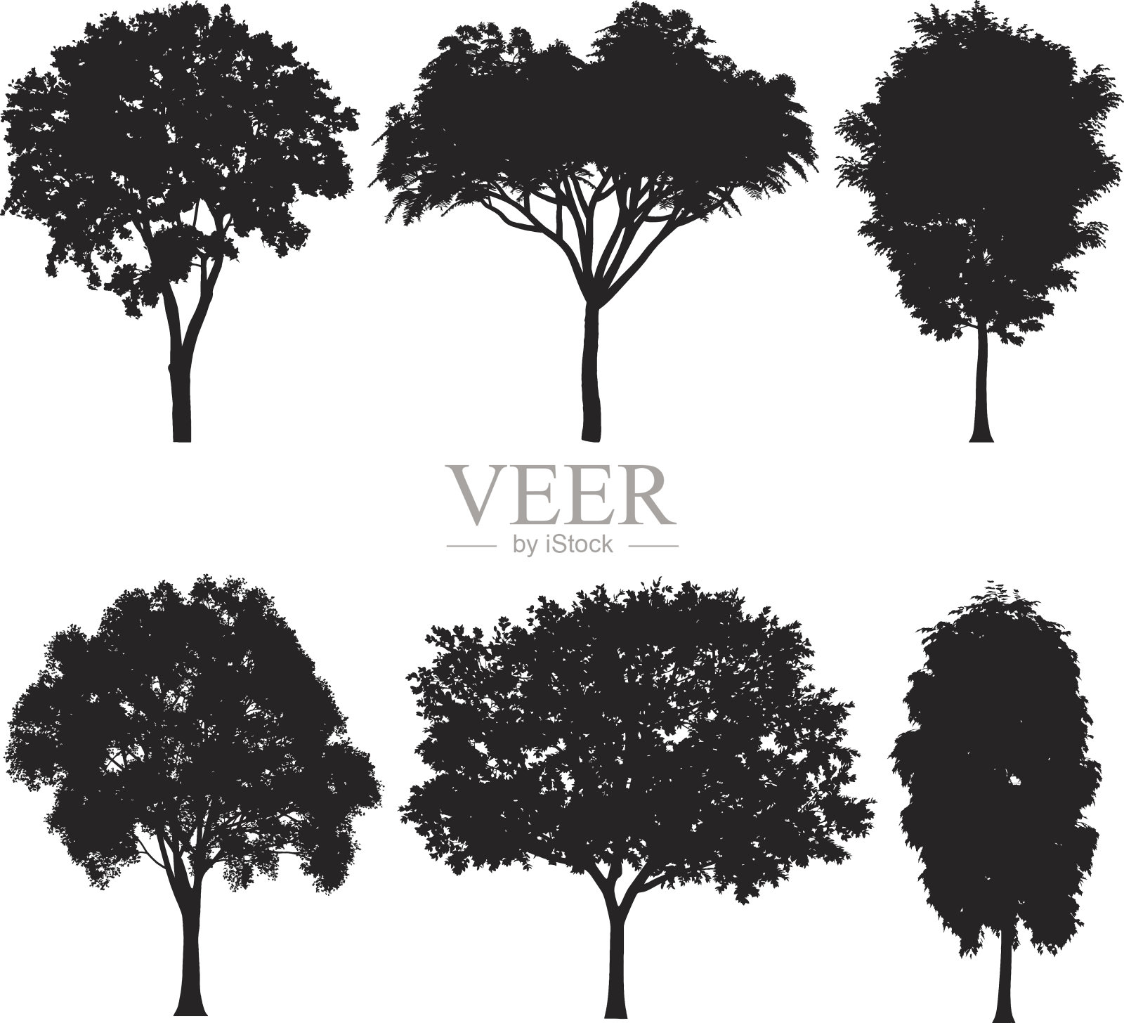 矢量插图的树木剪影设计元素图片