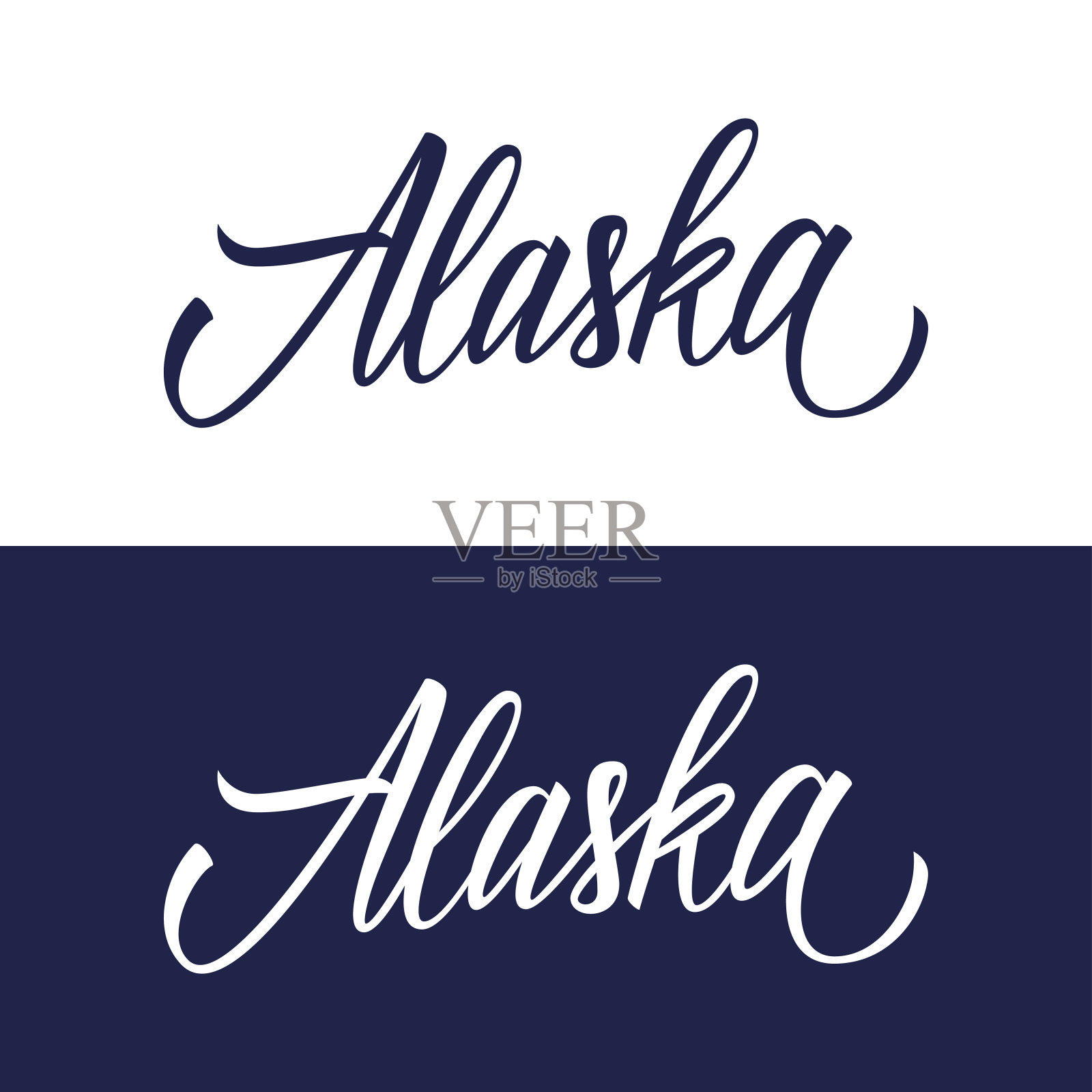手写的美国州名阿拉斯加。书法元素为您的设计。设计元素图片