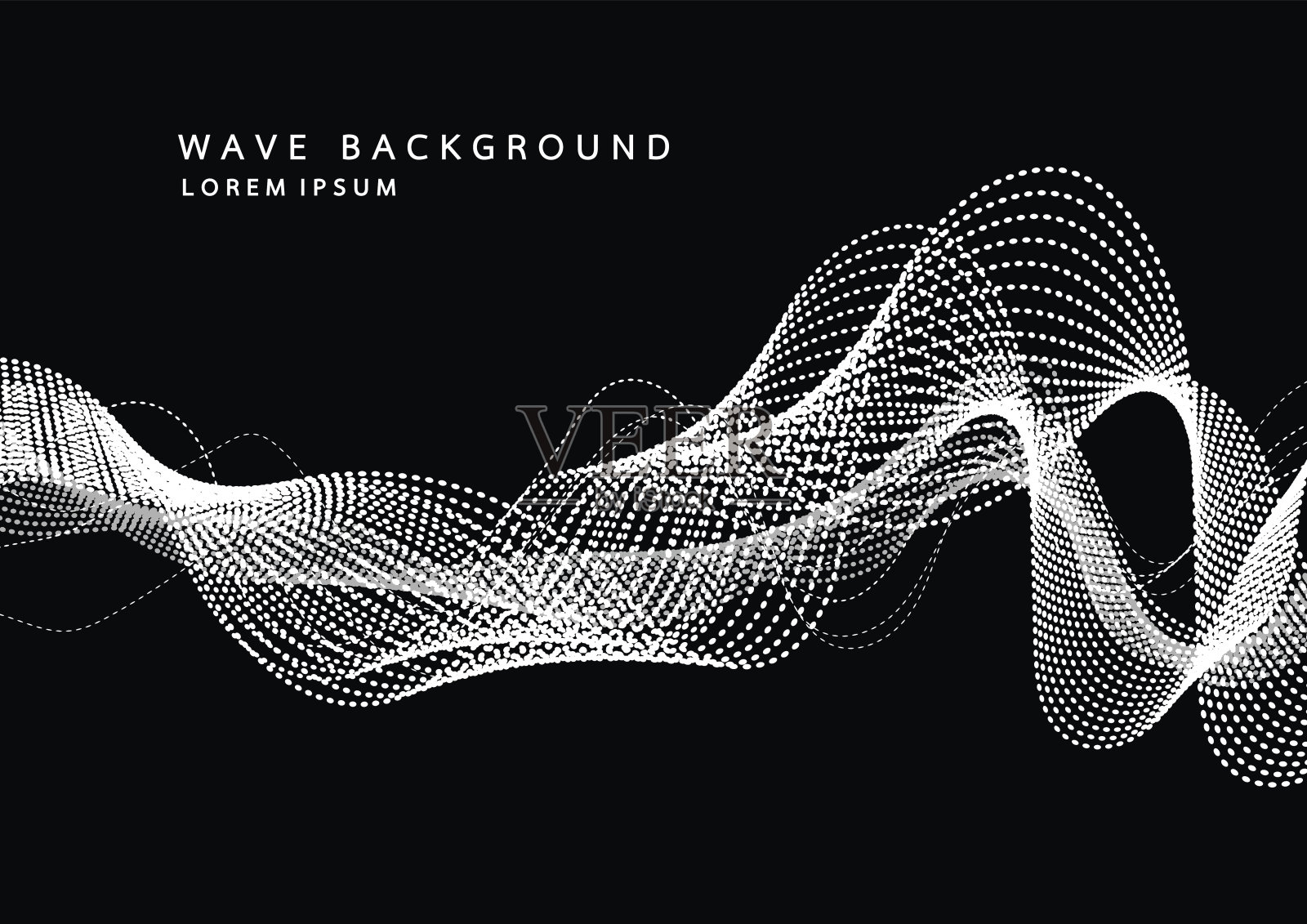 动态粒子声波的抽象背景。波的音乐原声唱片。矢量图插画图片素材
