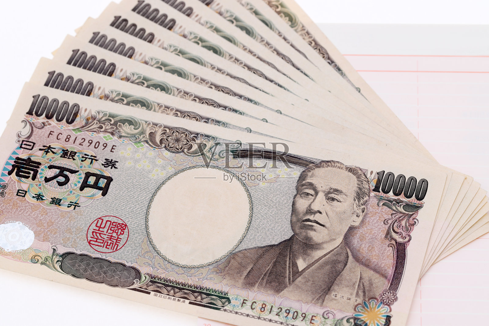 日本货币和存折照片摄影图片