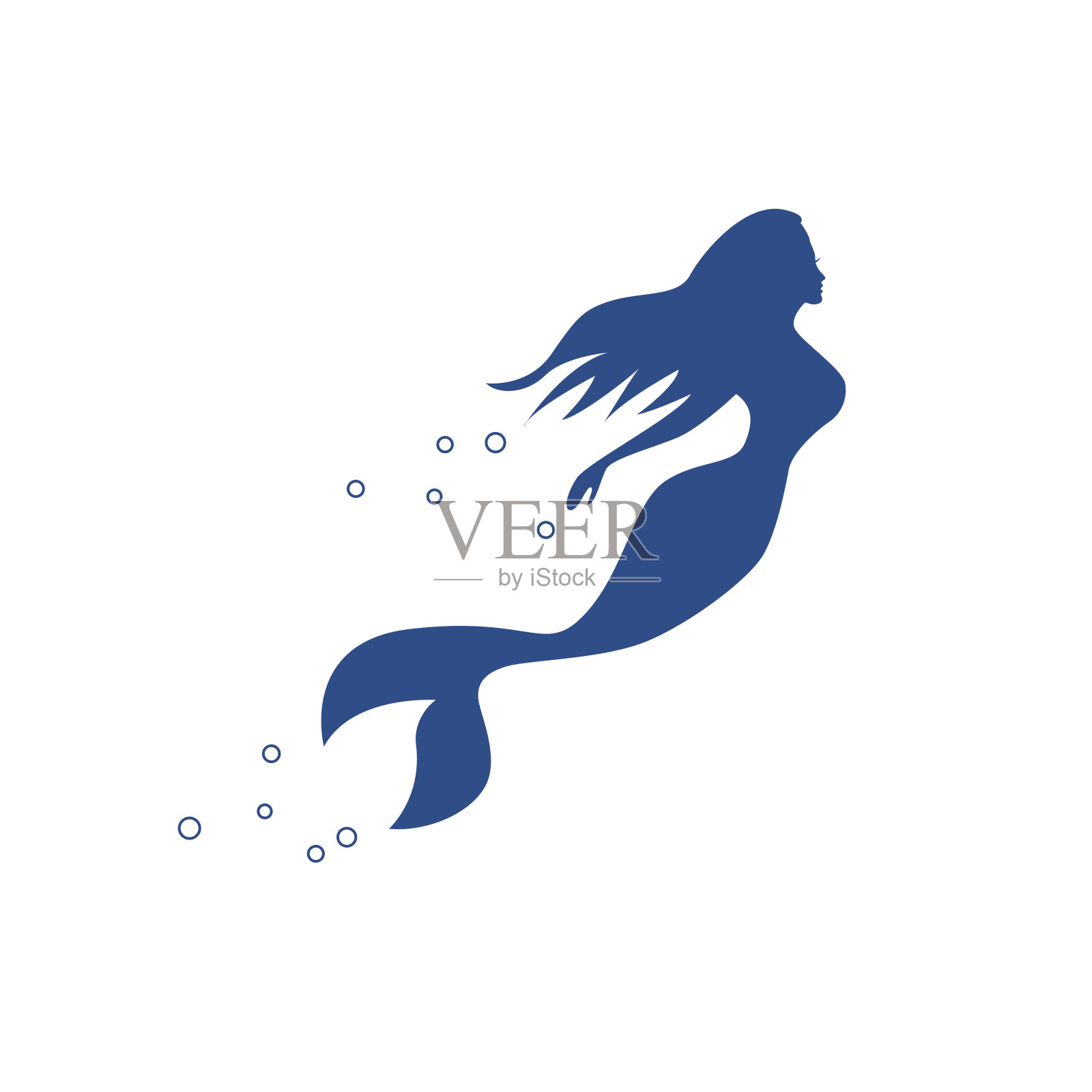 矢量符号美人鱼在海底游泳插画图片素材