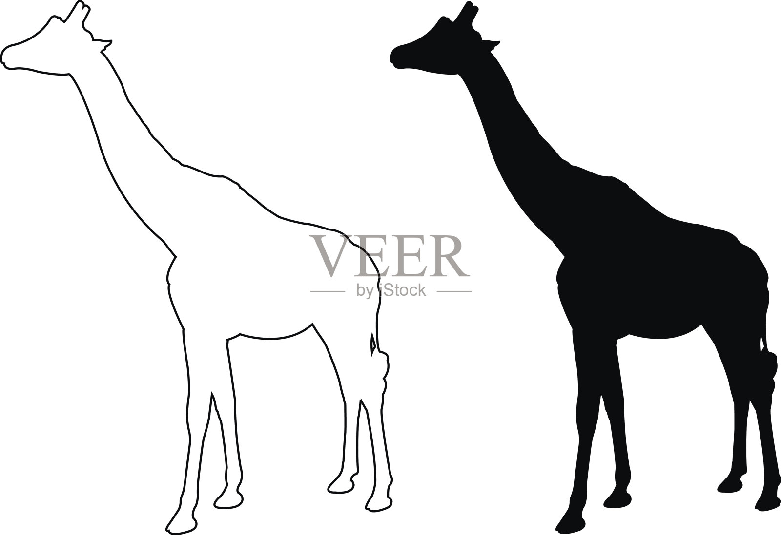 长颈鹿轮廓设计元素图片