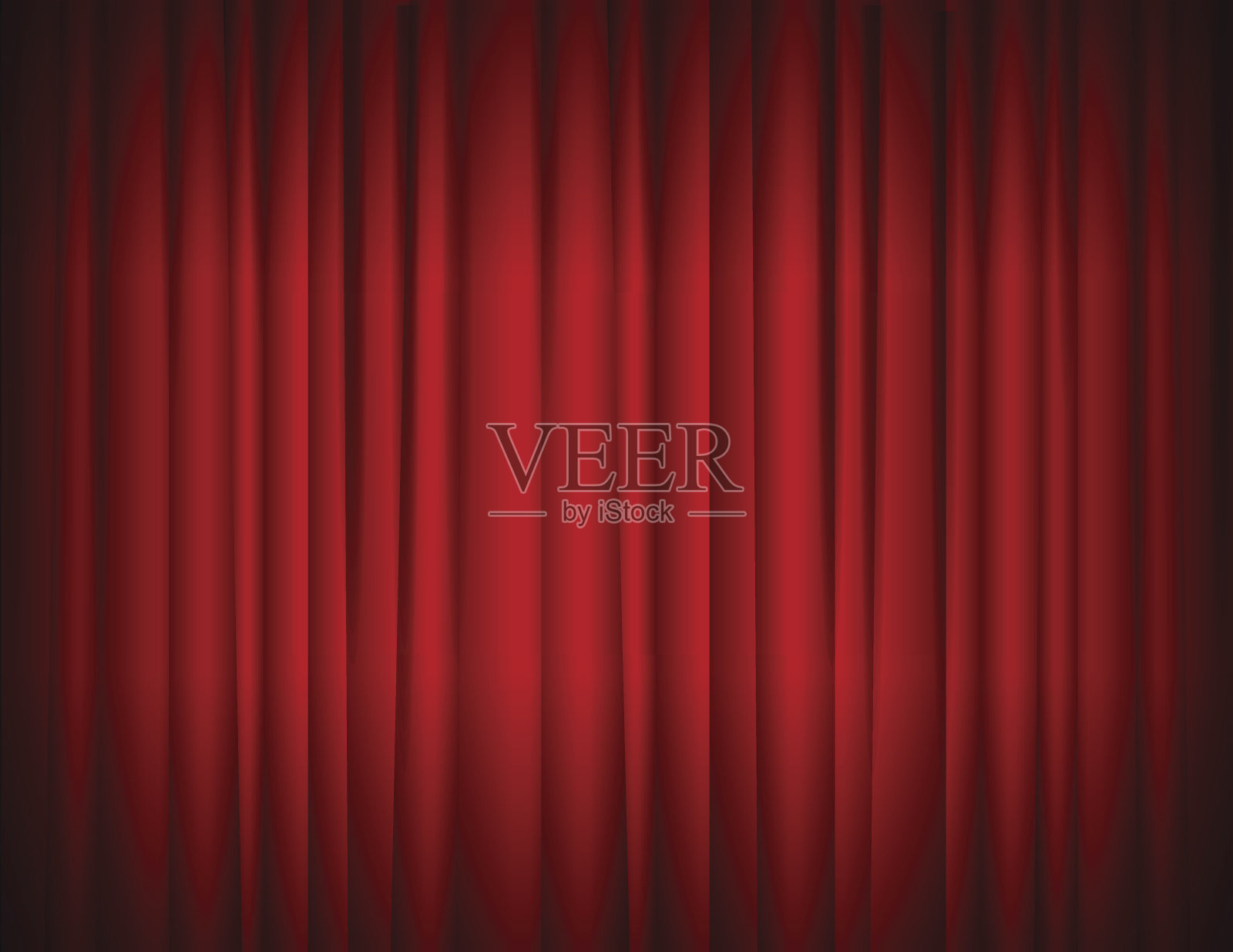 真实的红色全封闭舞台窗帘背景。向量插画图片素材