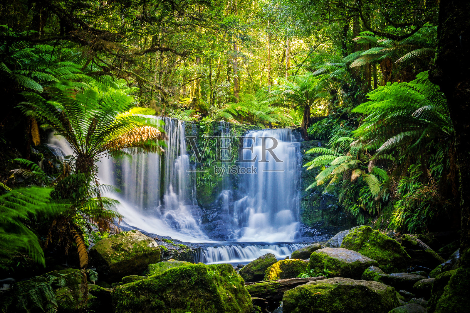 澳大利亚塔斯马尼亚的菲尔德山国家公园的马蹄瀑布照片摄影图片