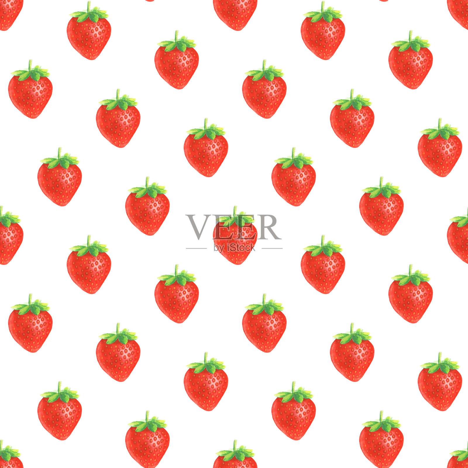 水彩草莓模式插画图片素材