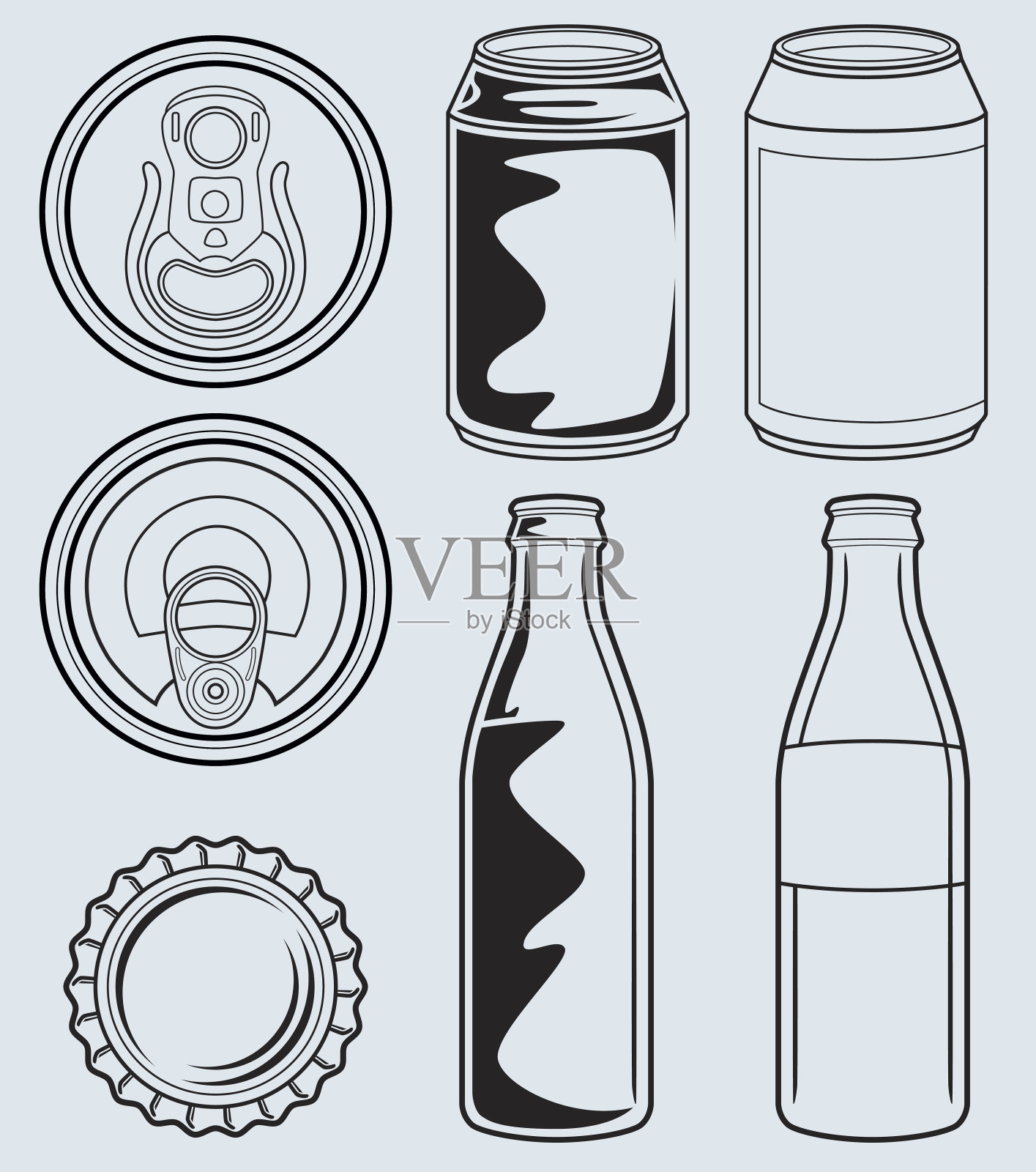罐头和玻璃瓶容器插画图片素材
