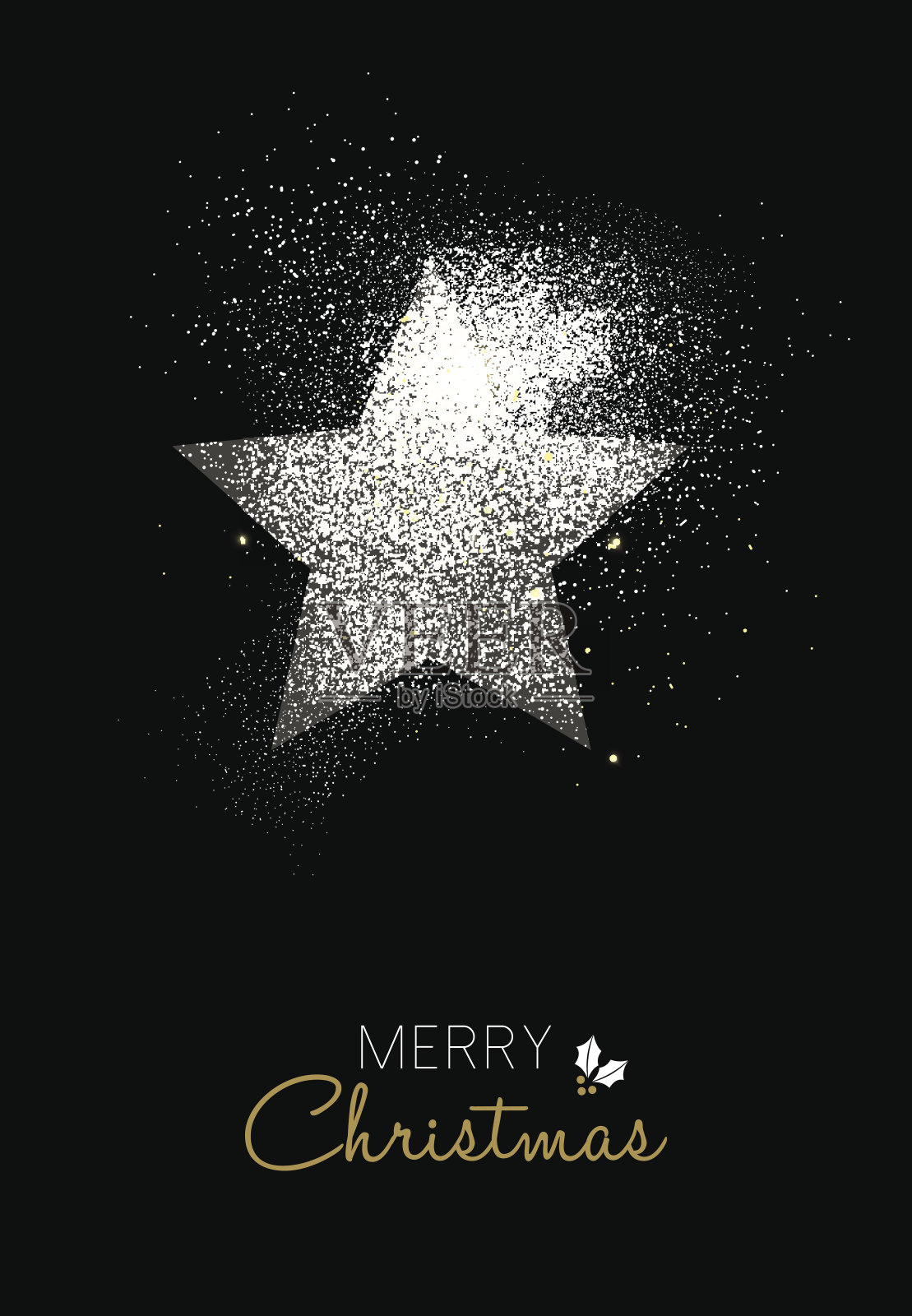 圣诞快乐，银光闪闪的星星节日贺卡插画图片素材