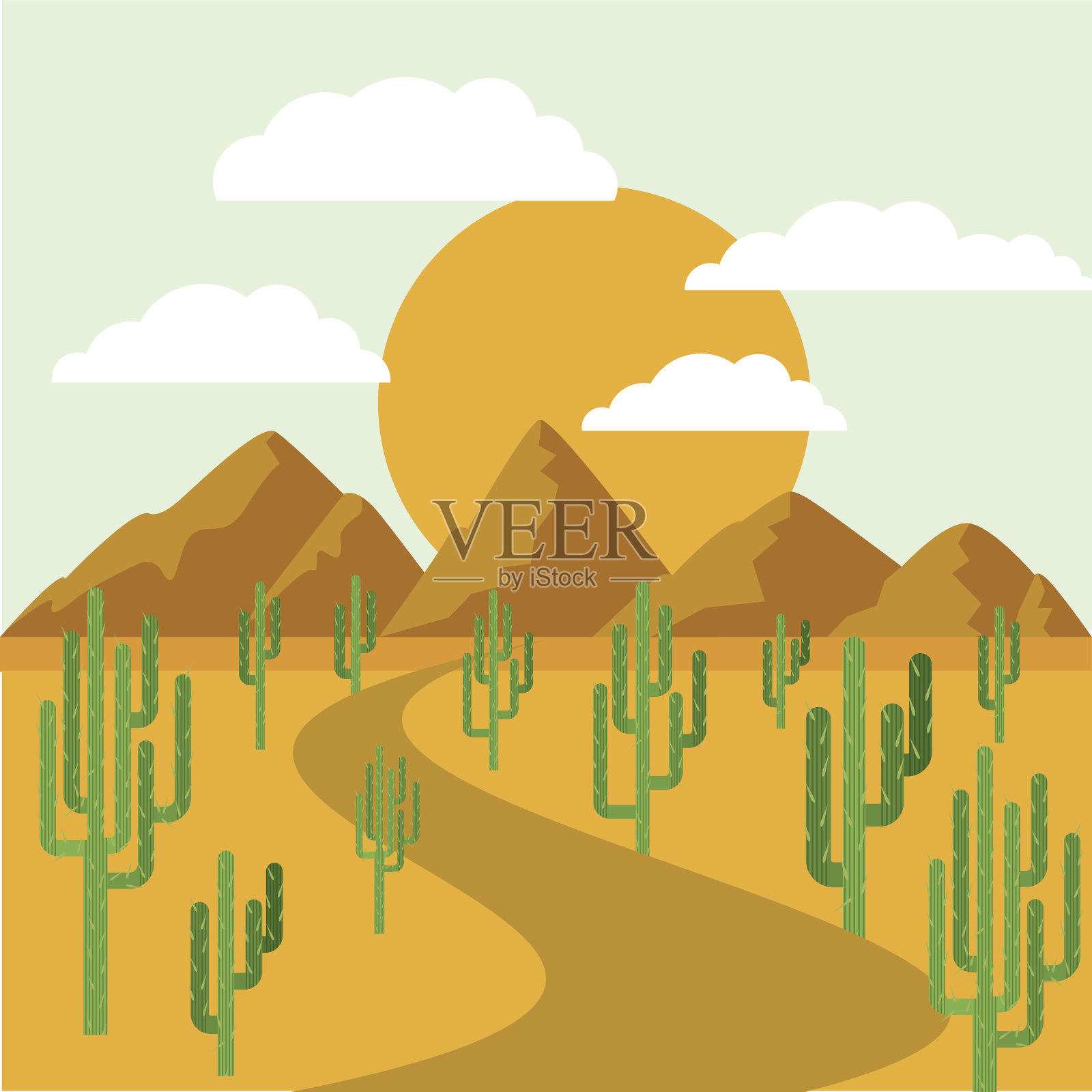 沙漠景观设计插画图片素材