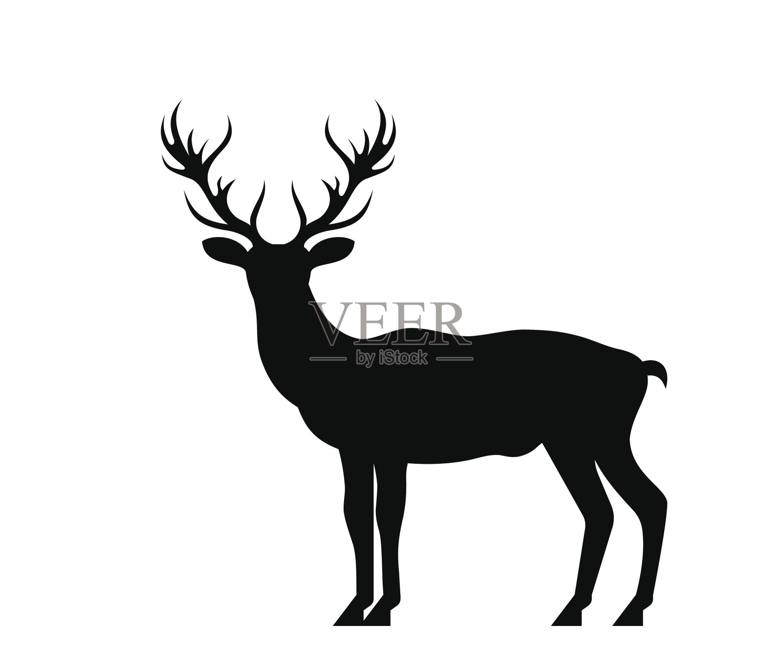 轮廓鹿，鹿，驯鹿孤立在白色的背景设计元素图片