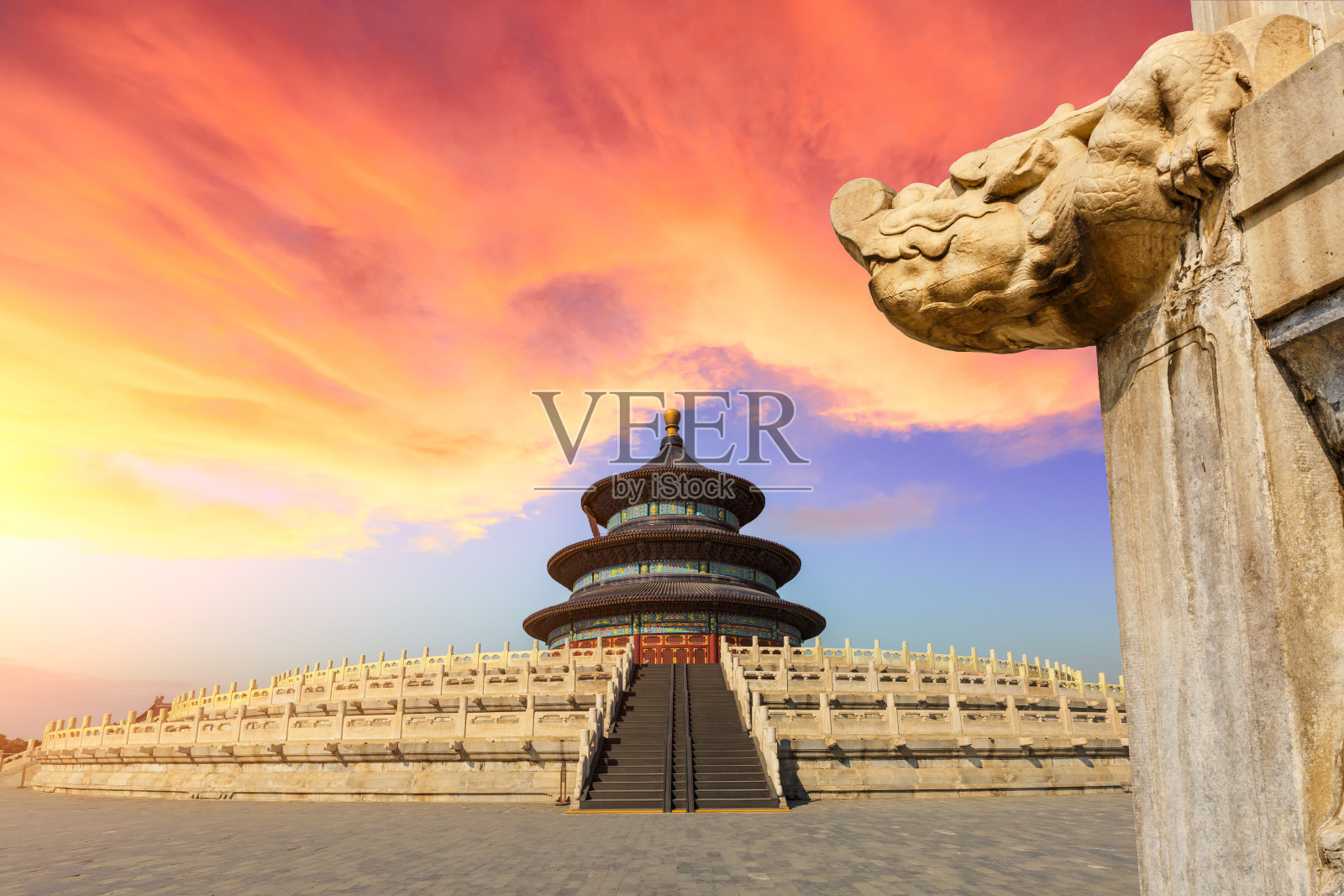 天坛日落景观在北京，中国符号照片摄影图片