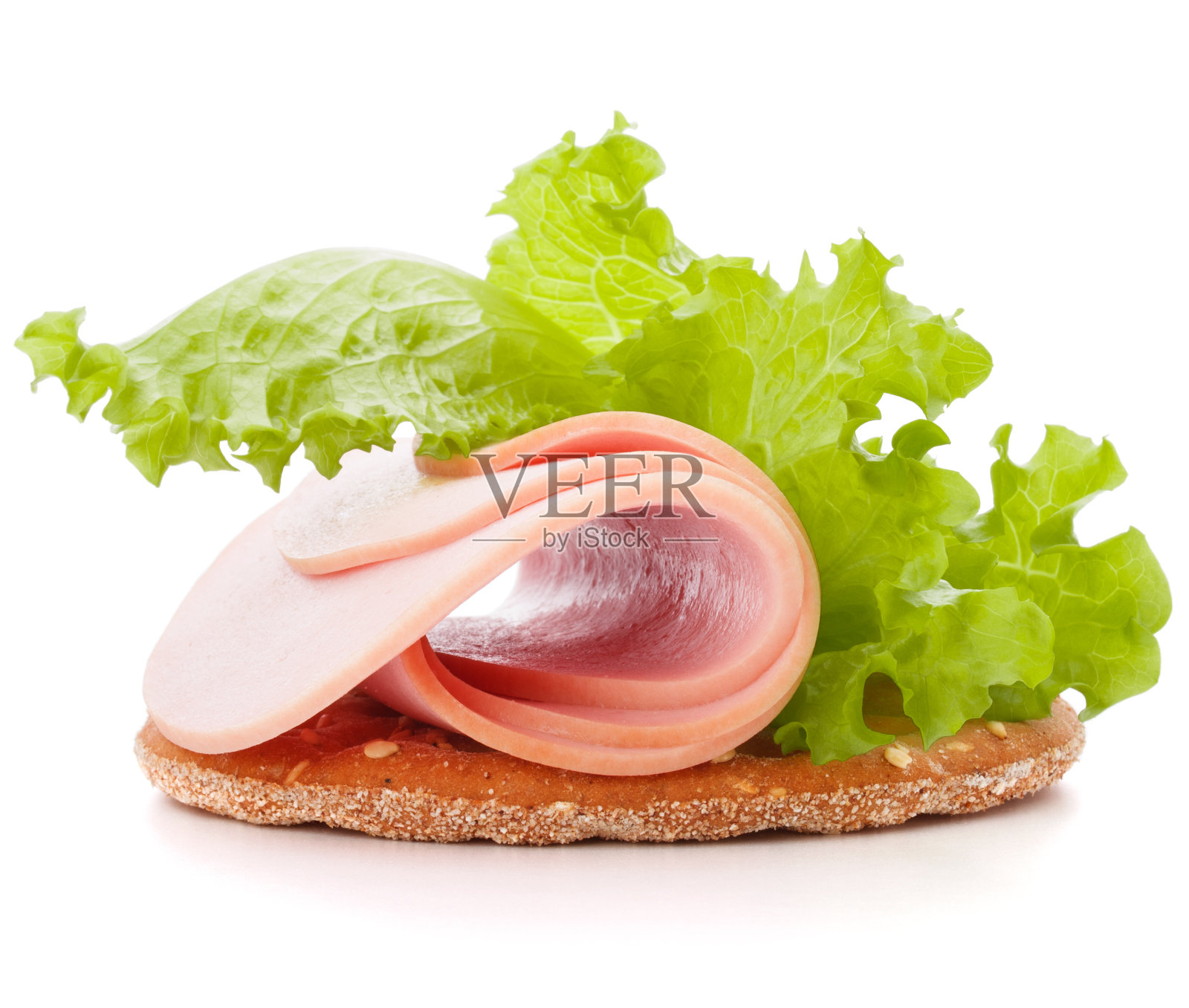 三明治与猪肉火腿在白色背景裁剪照片摄影图片