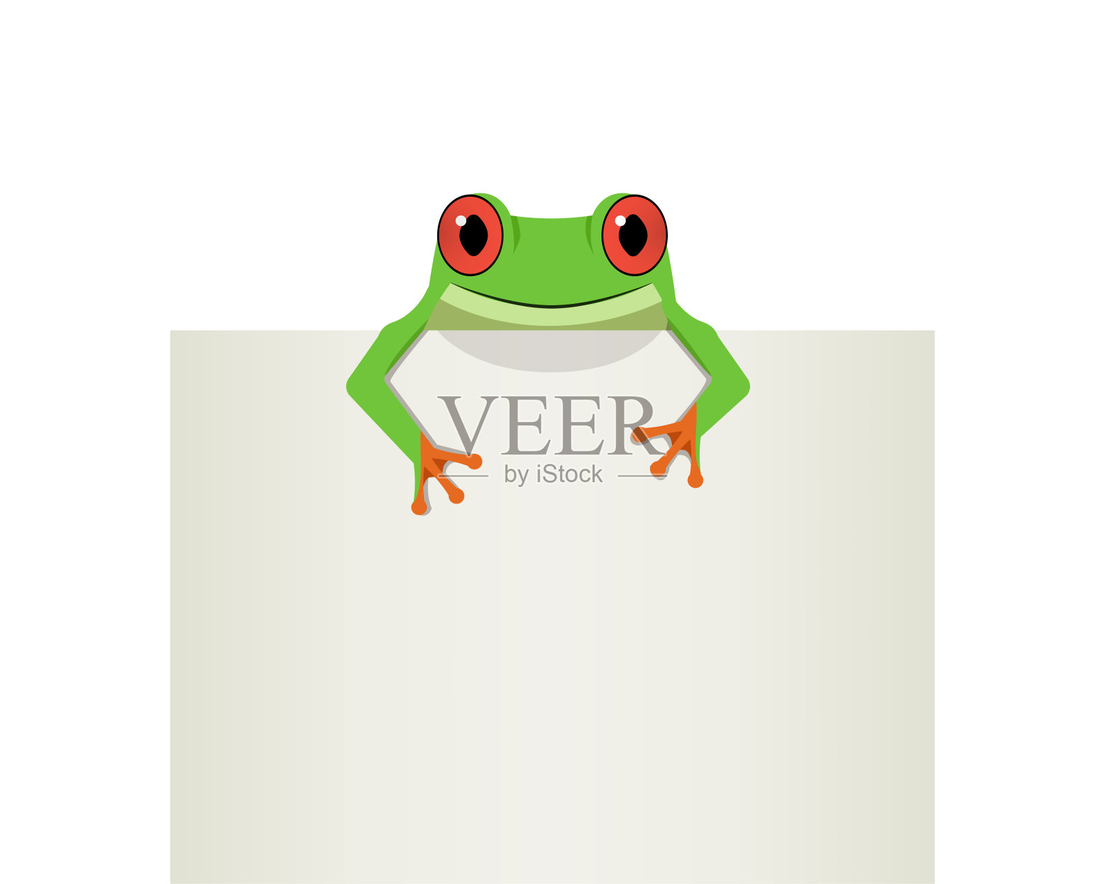 红眼蛙在白纸上，矢量设计元素图片