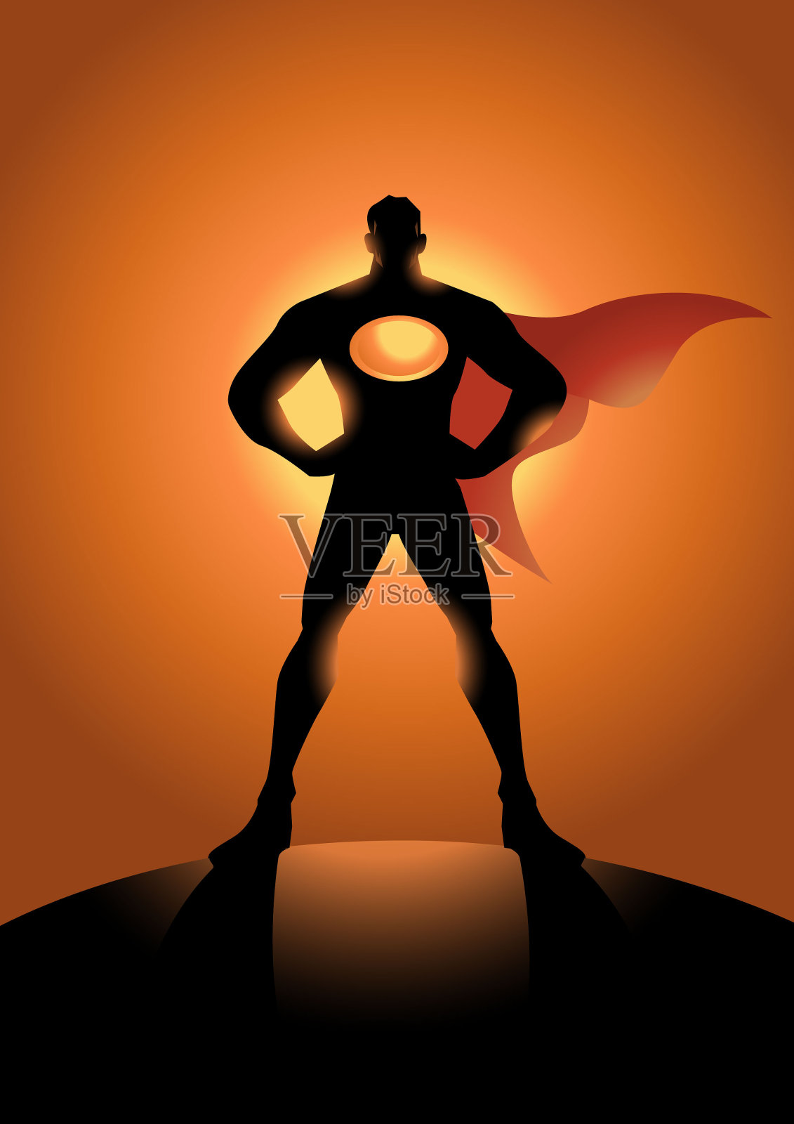 向量型男性超级英雄剪影插画图片素材