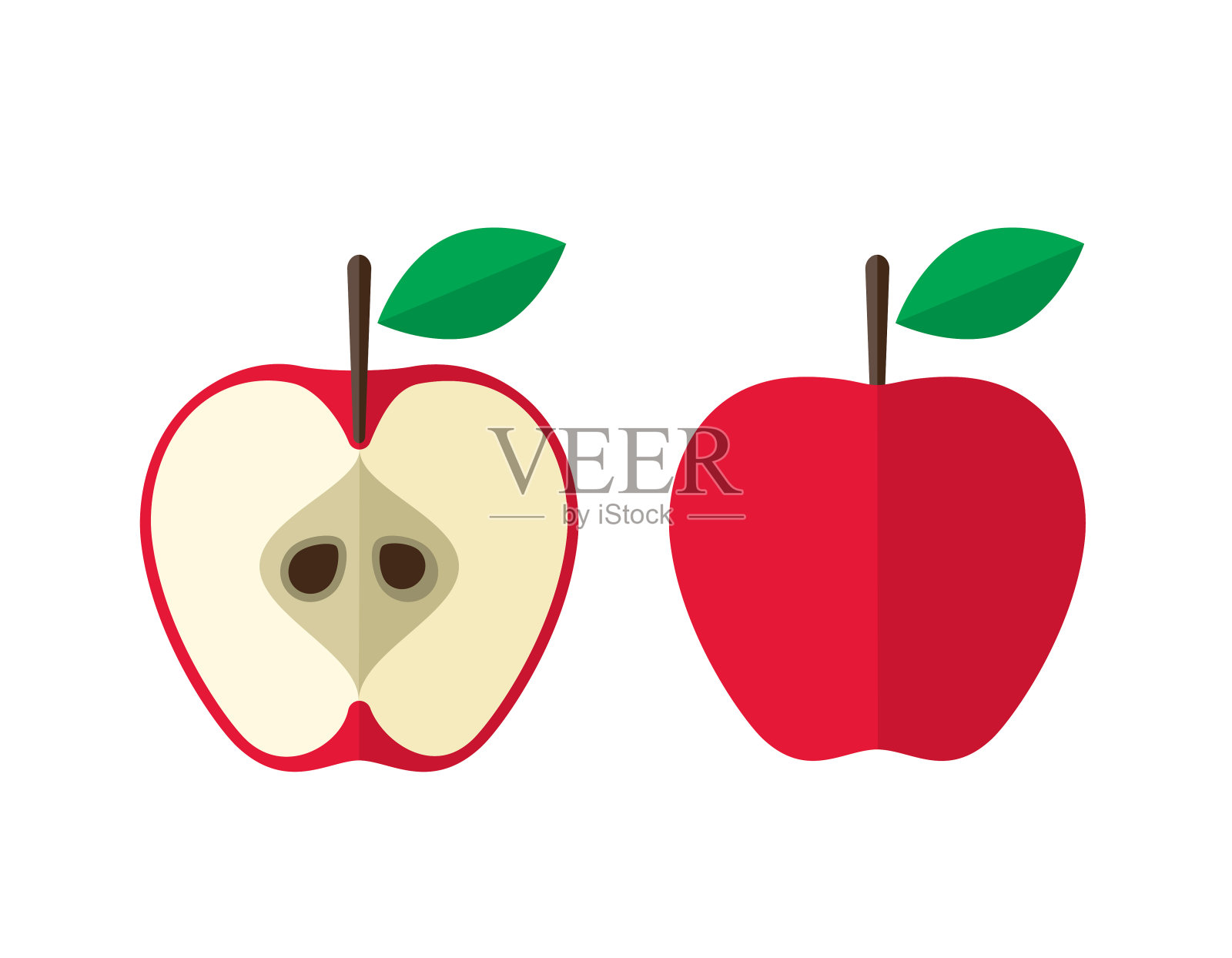 苹果和半插画图片素材