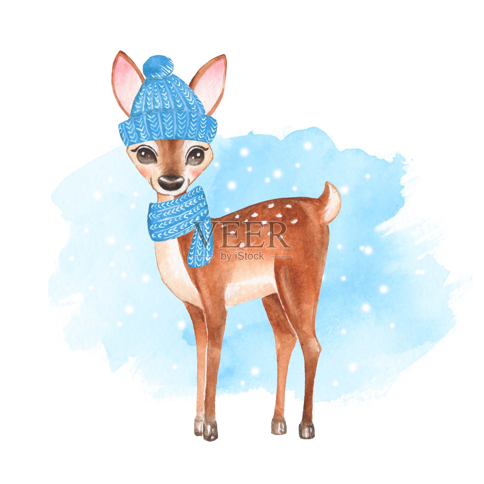 婴儿鹿。手绘可爱的小鹿插画图片素材