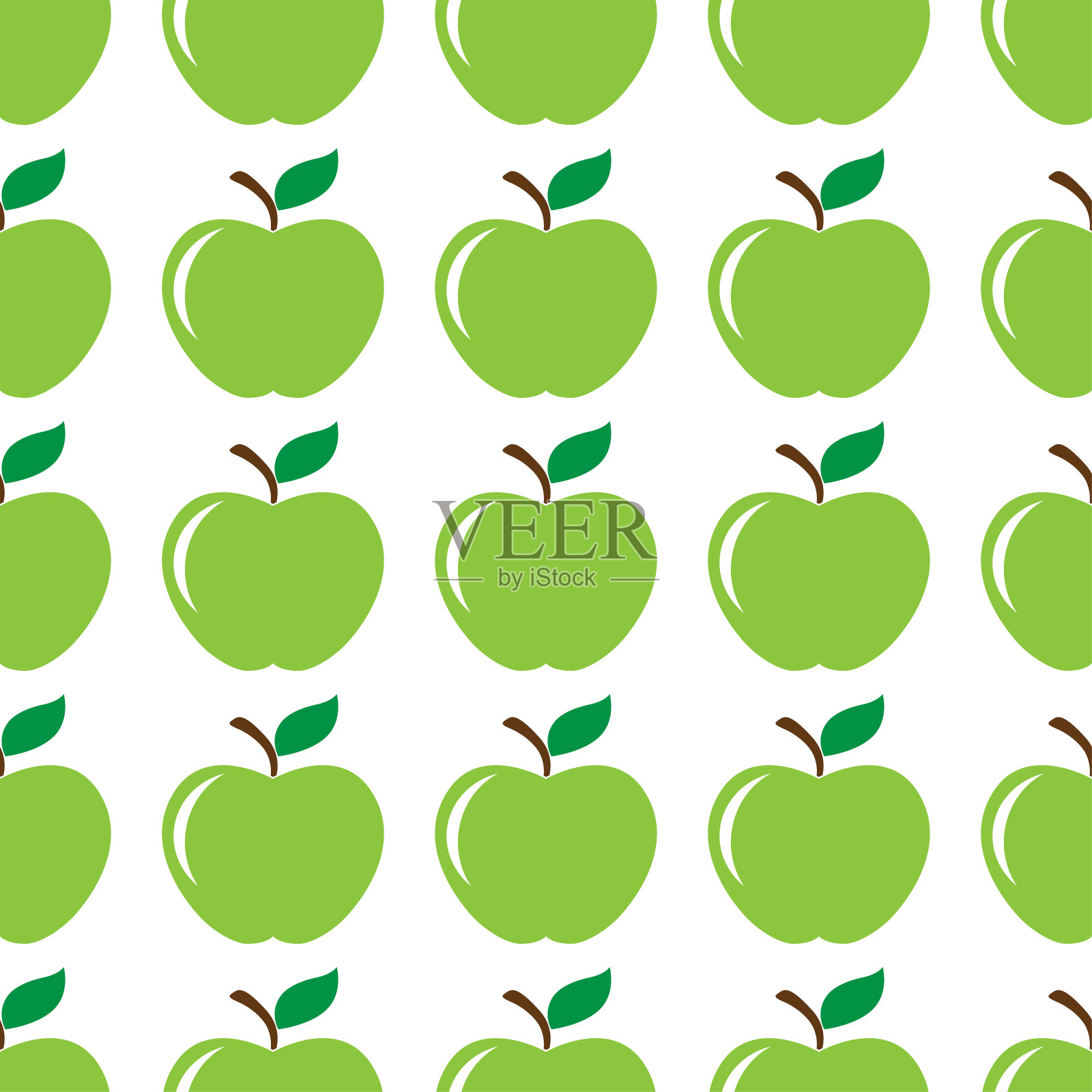 苹果绿无缝图案背景插画图片素材