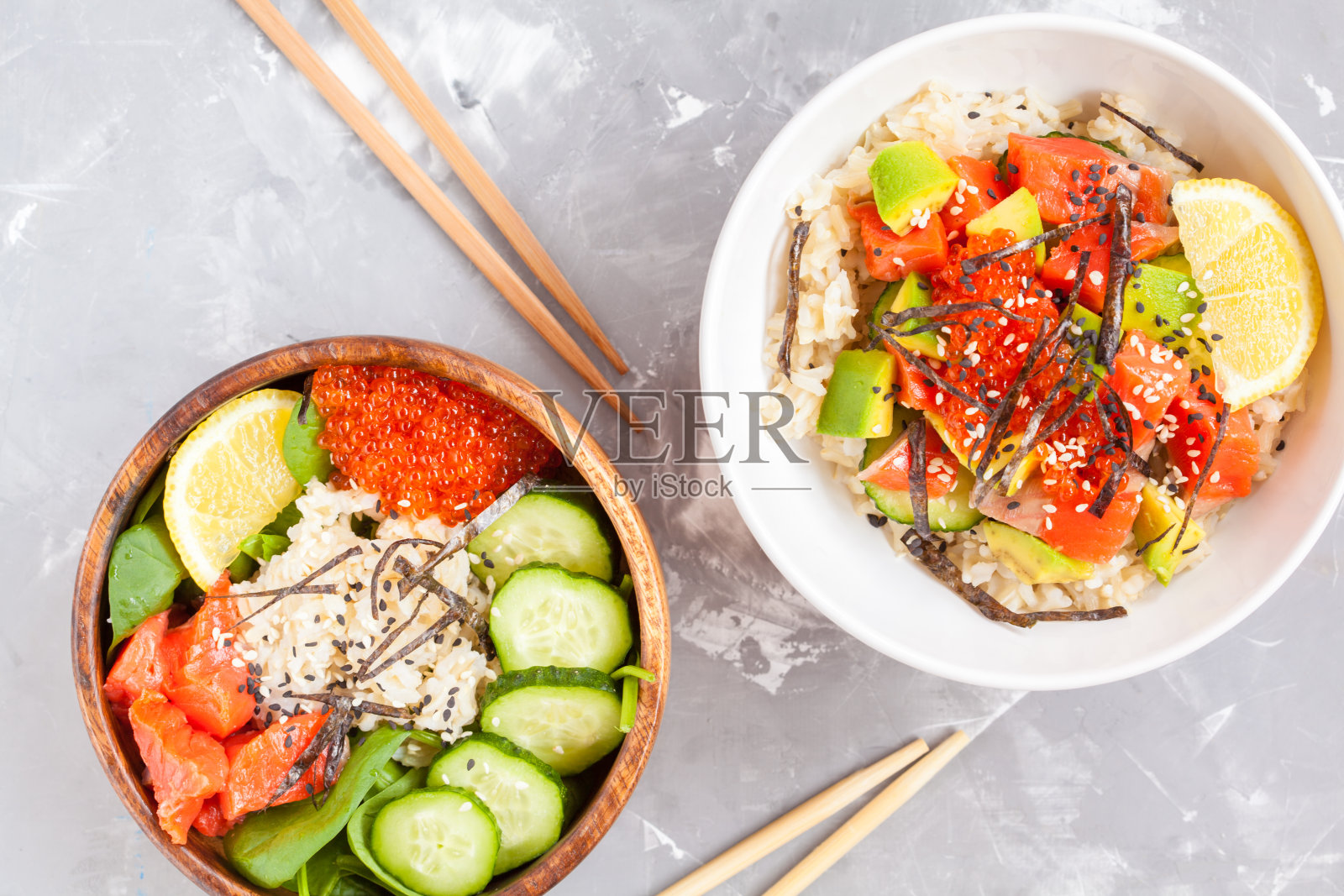 健康的素食鱼沙拉碗照片摄影图片