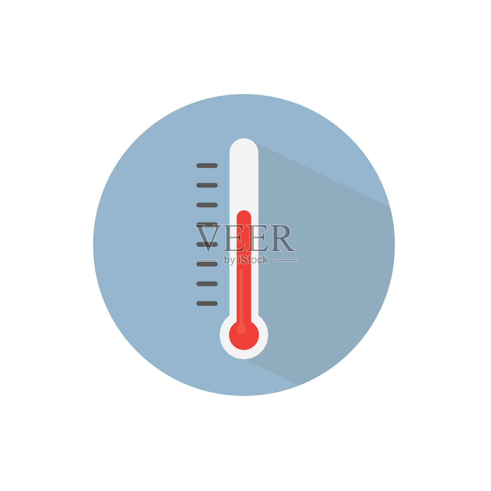 平板医疗温度计图标与长影子插画图片素材