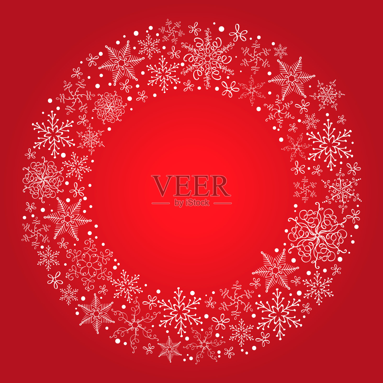 矢量圣诞红色背景与雪花花环插画图片素材