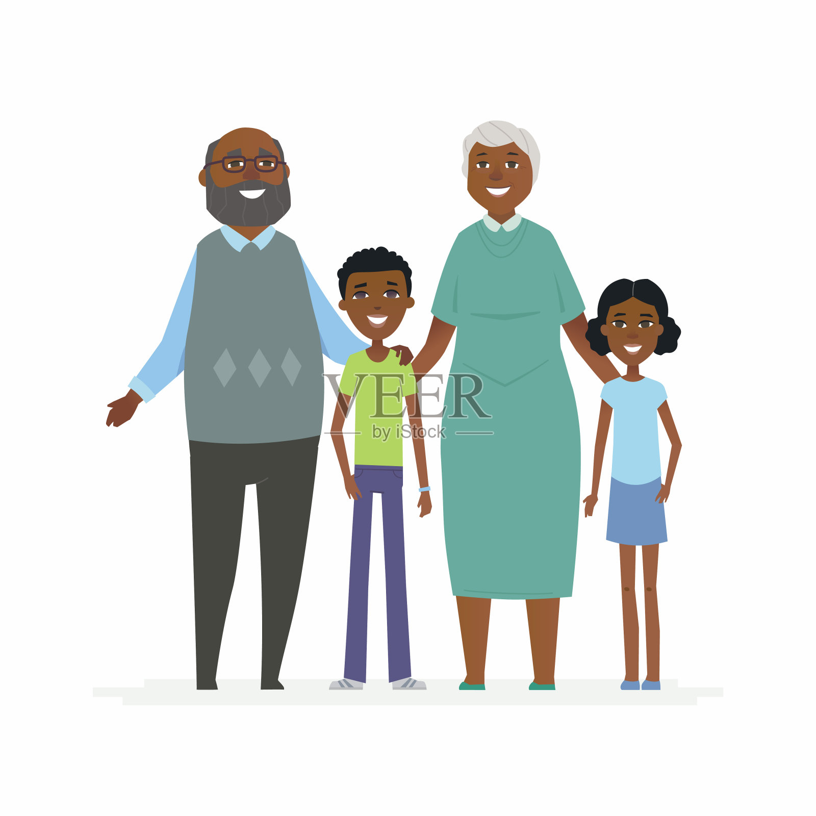 快乐的非洲祖父母-卡通人物人物孤立插图插画图片素材